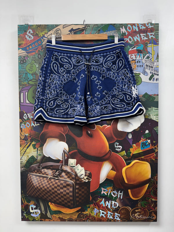 Amiri Blue MA Knit Paisley Shorts