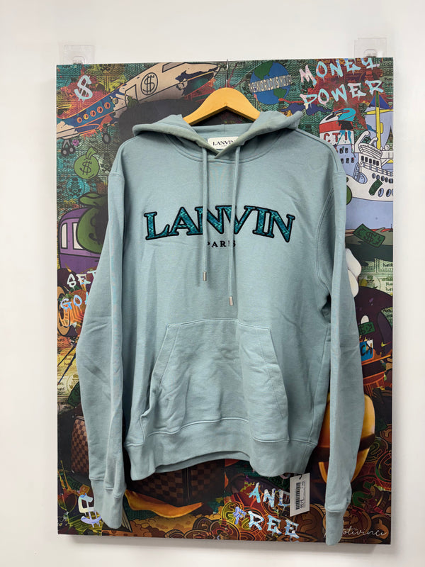 Lanvin Teal Chest Logo Hoodie