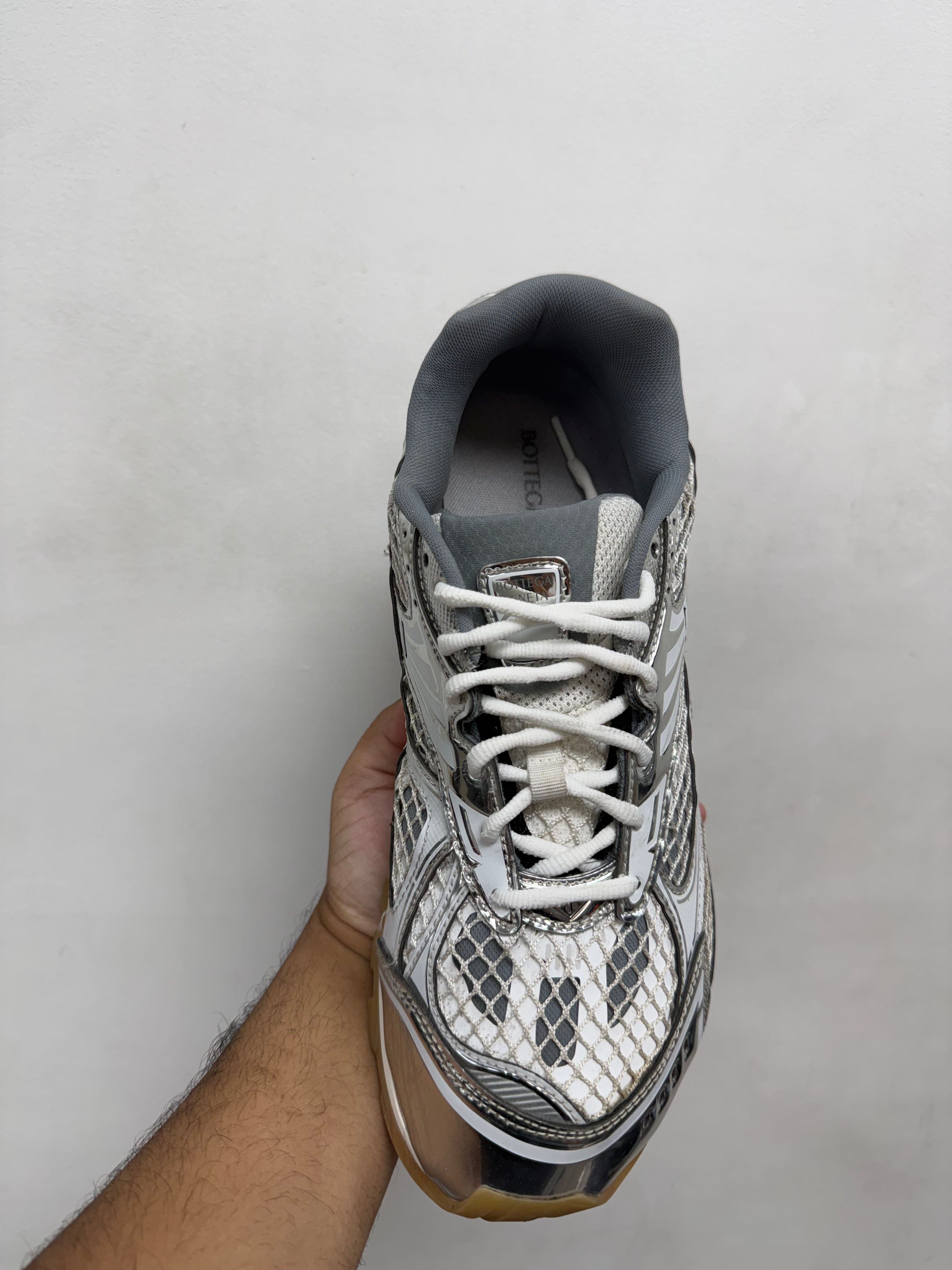 Bottega Veneta White Silver Orbits Sneakers