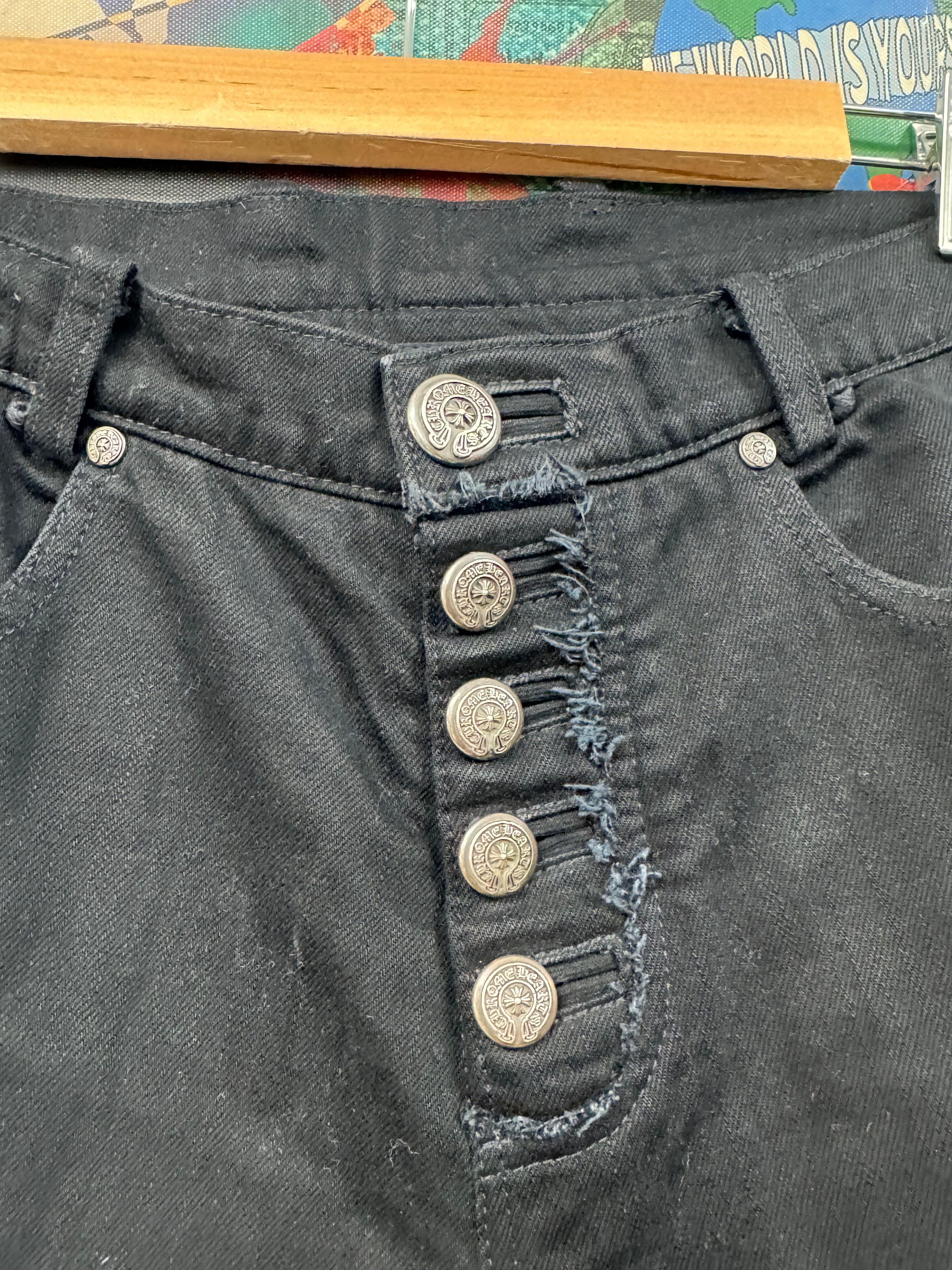 Chrome Hearts Black Fleur Knee Jeans
