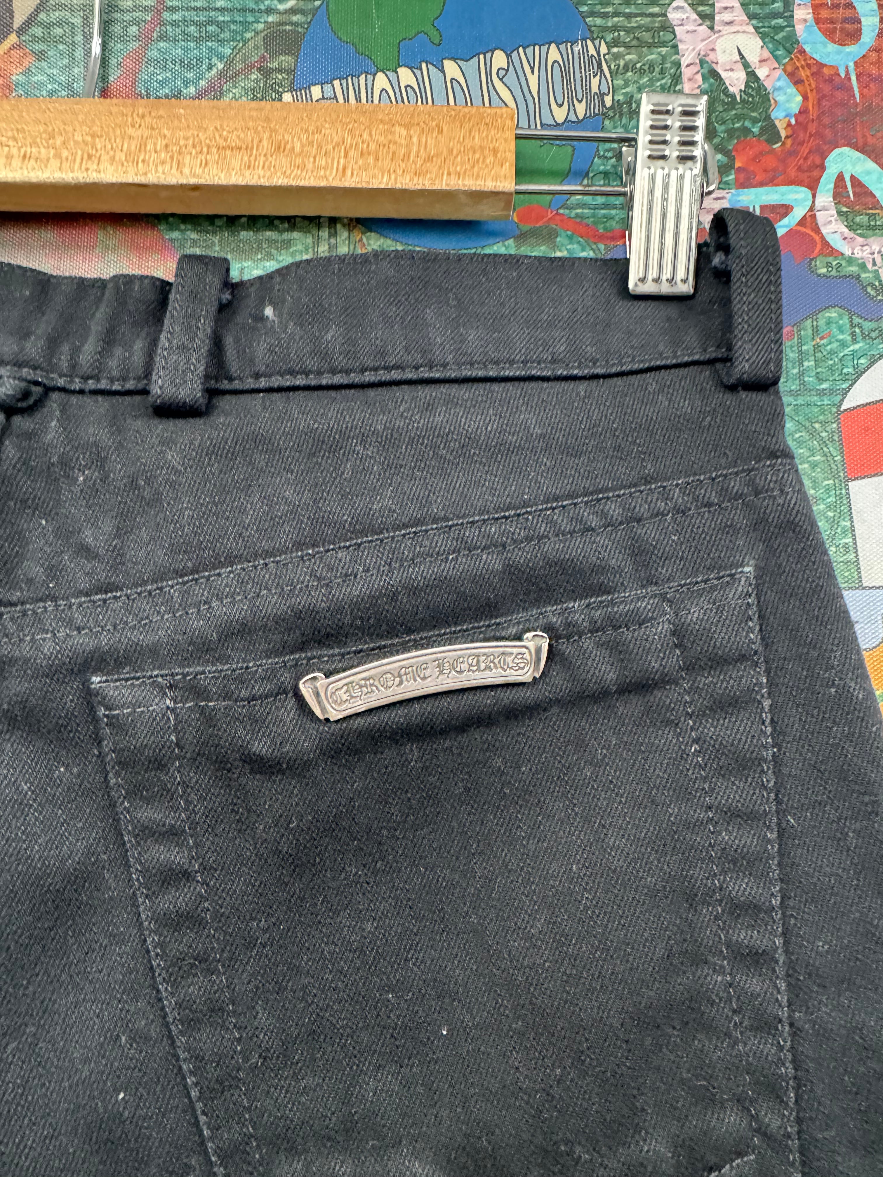 Chrome Hearts Black Fleur Knee Jeans