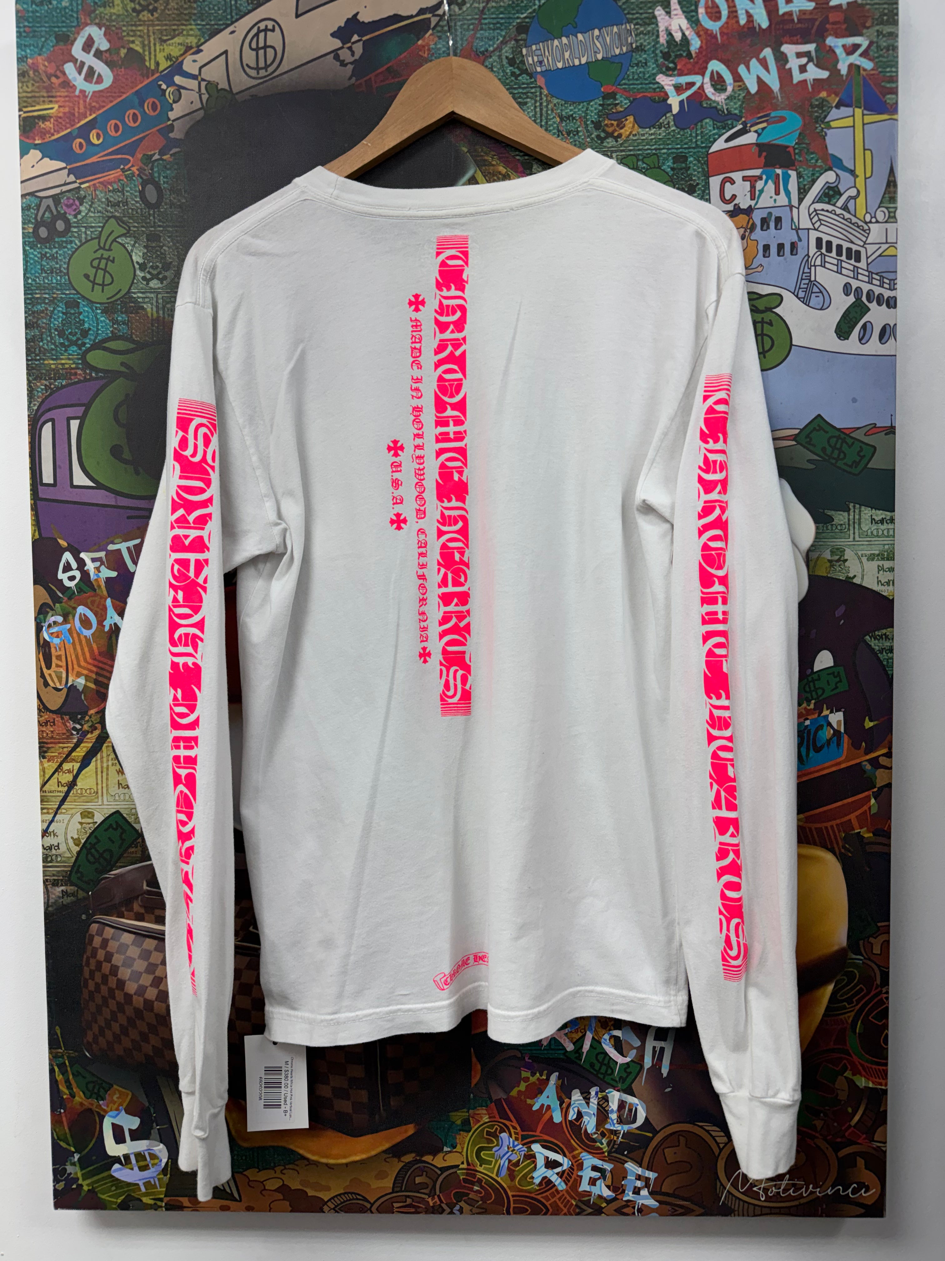 Chrome Hearts White Hot Pink Vertical Long Sleeve