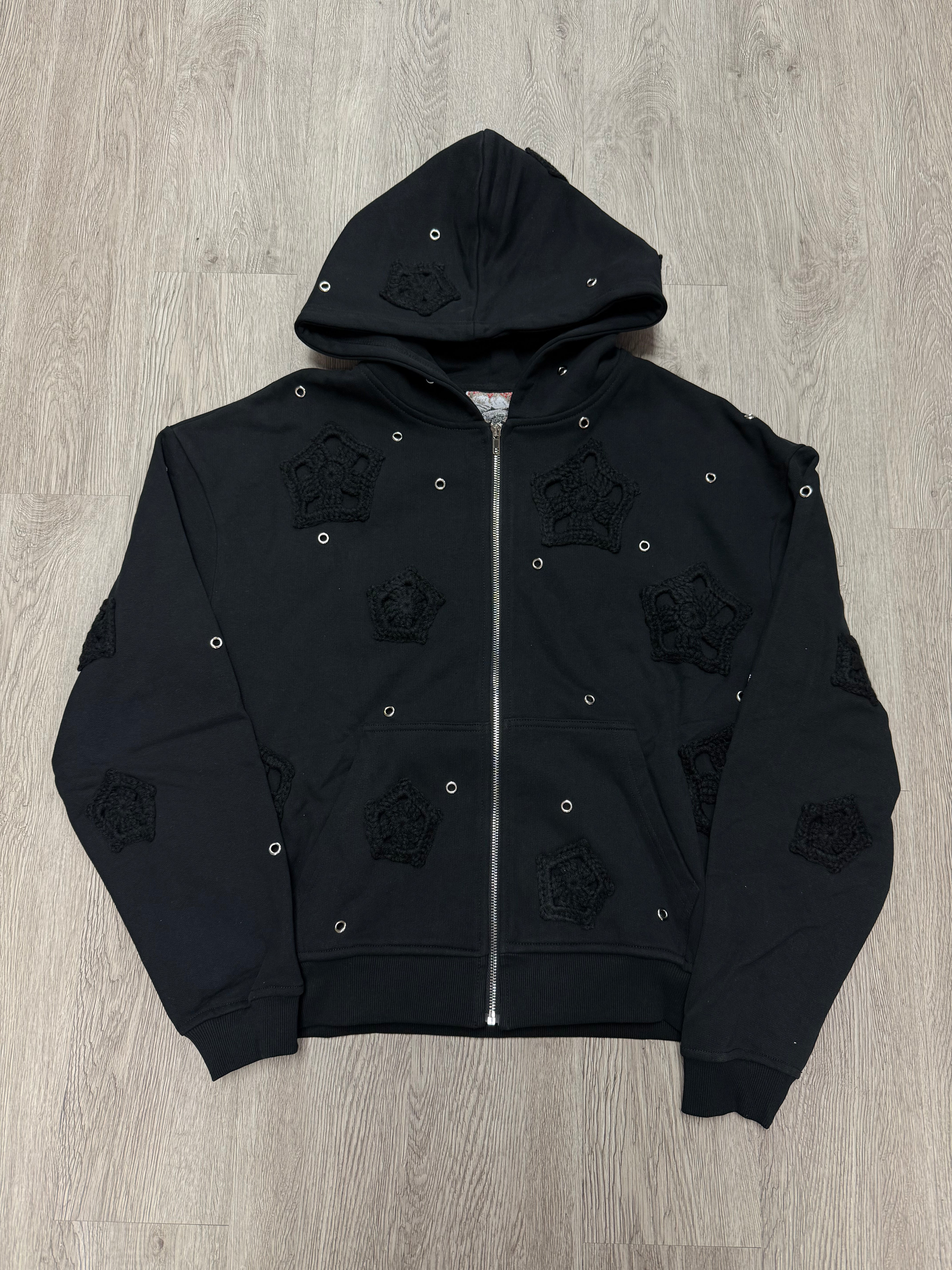 Arkyve Phantom Patch Crochet Hoodie Black (M-XL) New