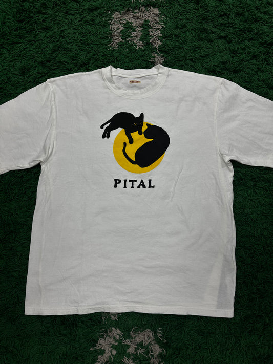 Kapital Tee White Yellow Black Cat New XL With Tags