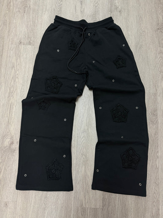 Arkyve Phantom Patch Crochet Sweats Black (M-XL) New