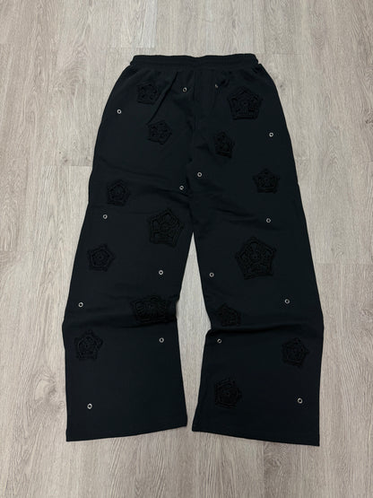 Arkyve Phantom Patch Crochet Sweats Black (M-XL) New