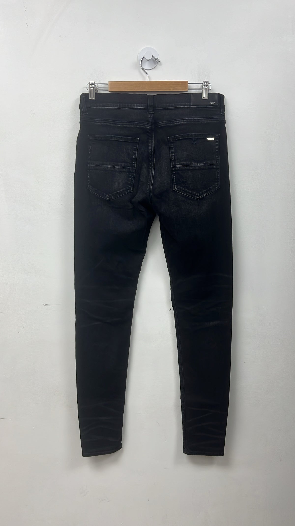 Amiri MX1 Black Wash Red Suede Patch Jeans