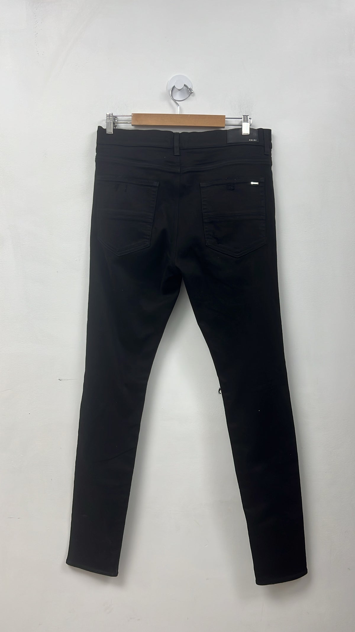 Amiri Black Broken Knee Rip Jeans