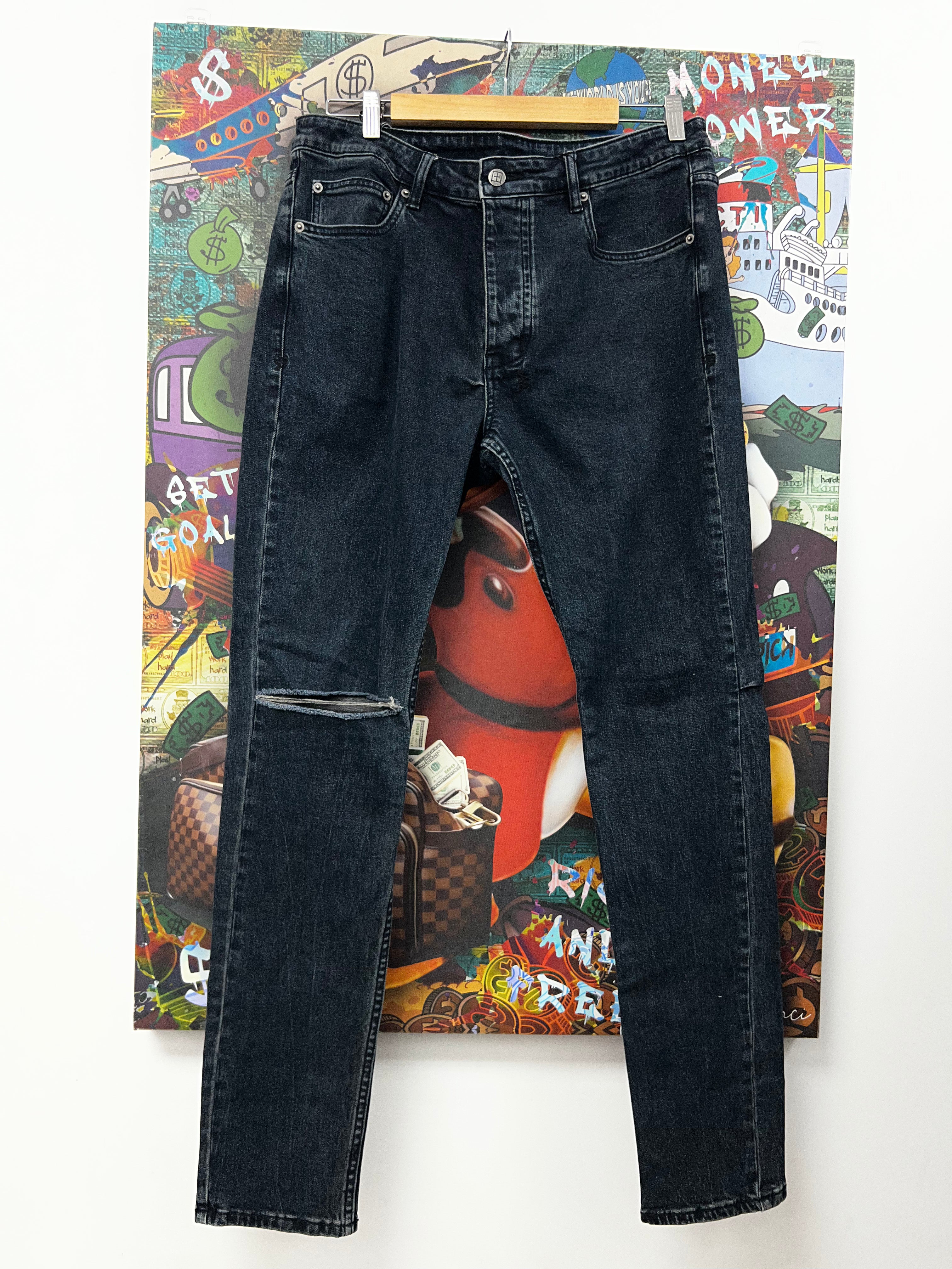 Ksubi Navy Wash Knee Slit Jeans