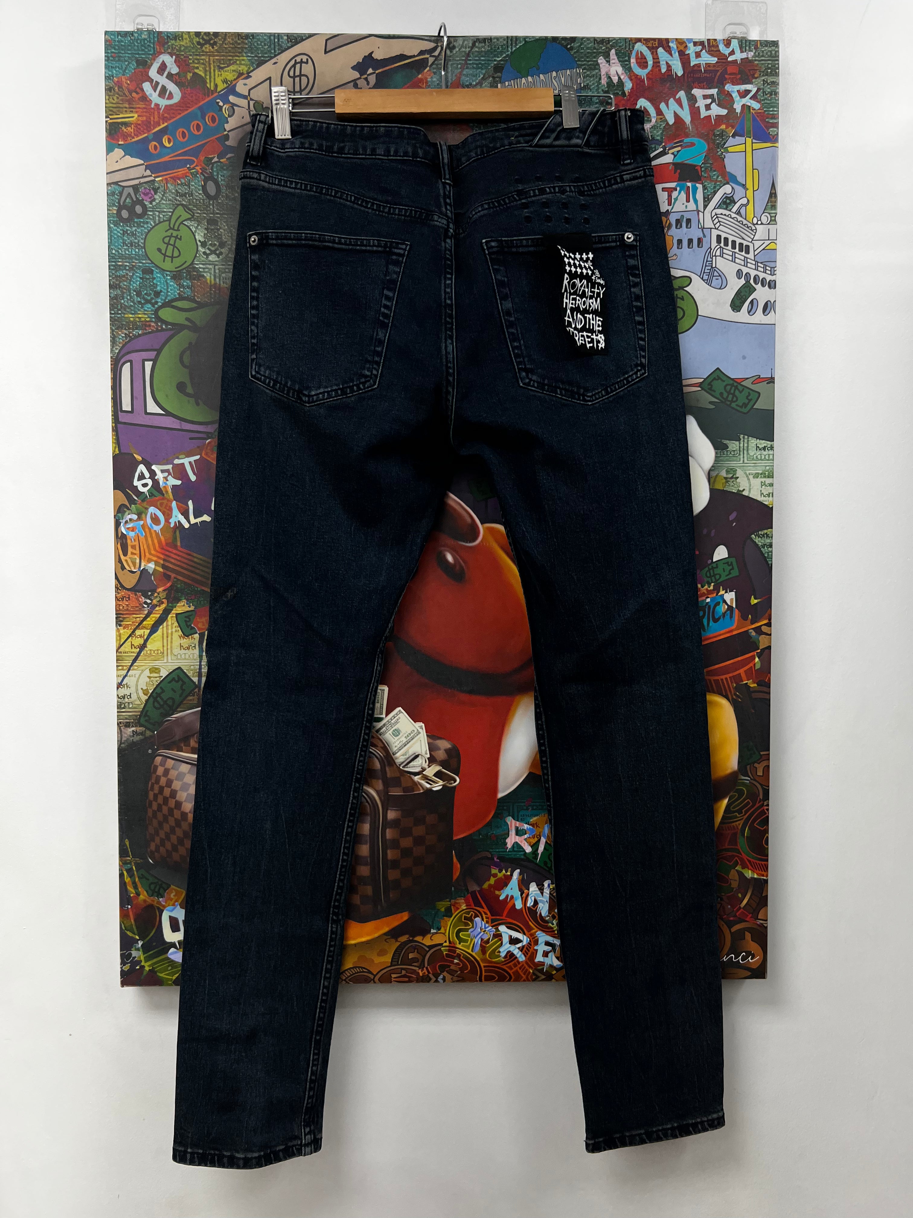 Ksubi Navy Wash Knee Slit Jeans