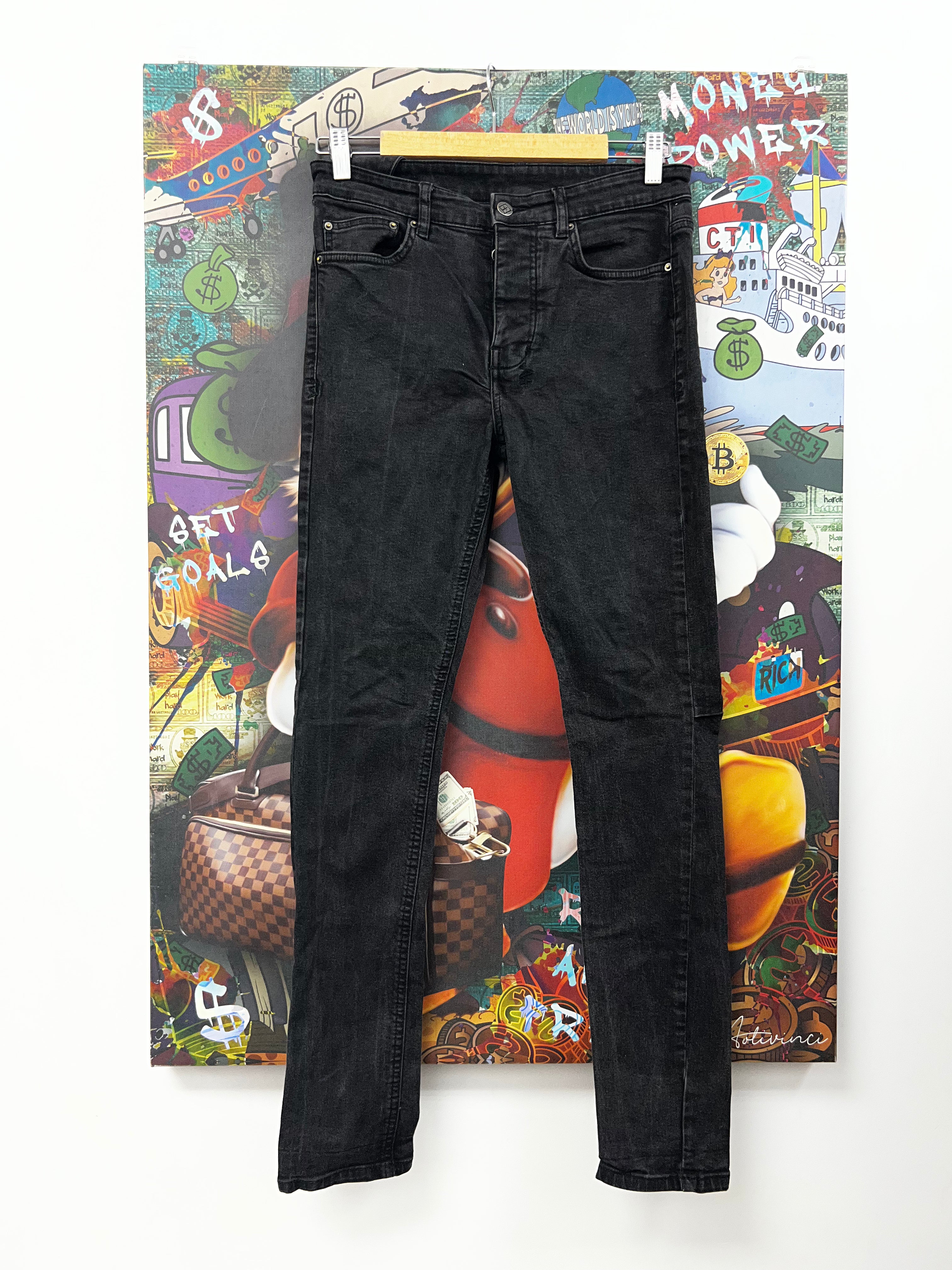 Ksubi Black Wash Red Plain Jeans