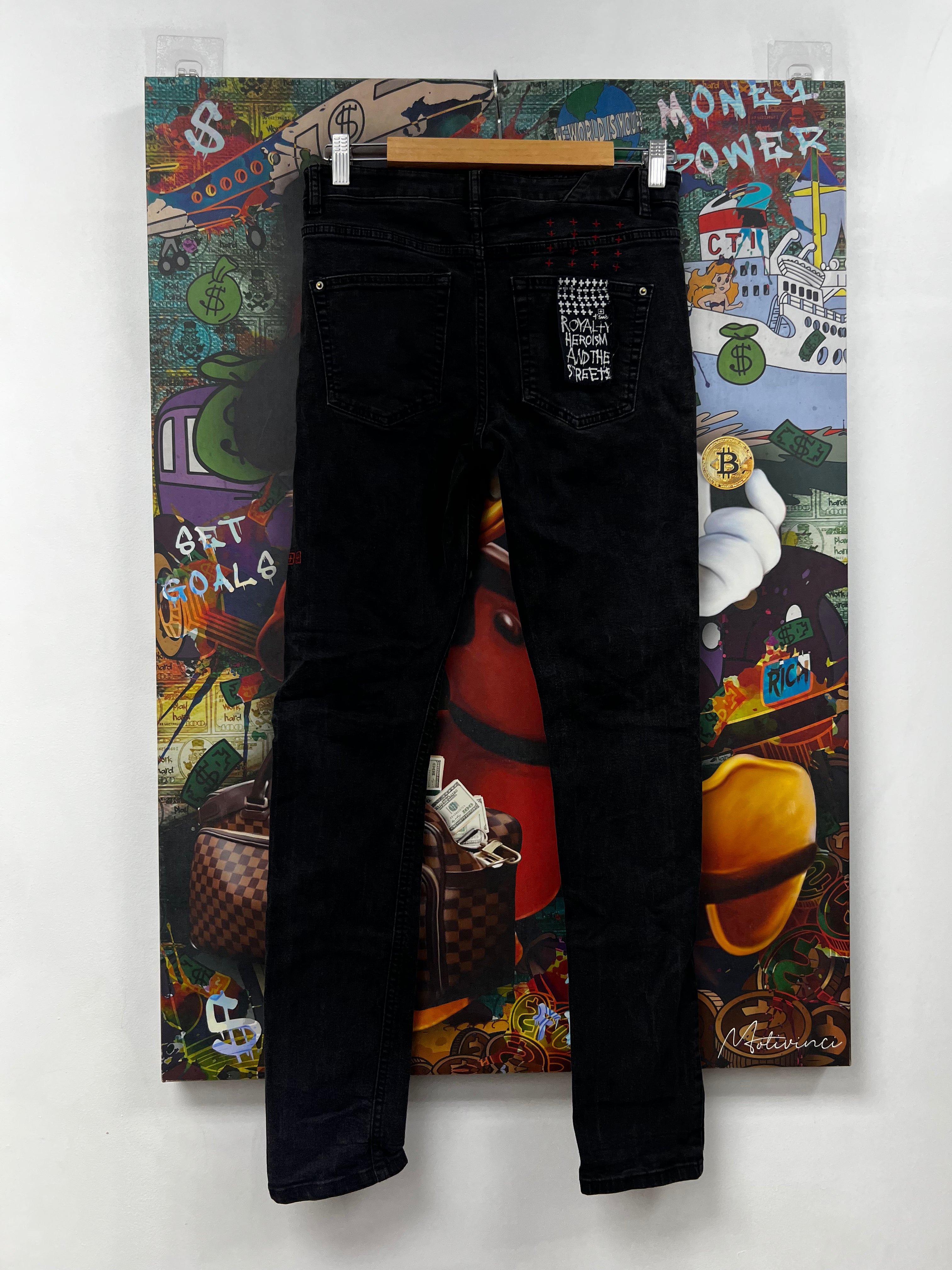 Ksubi Black Wash Red Plain Jeans