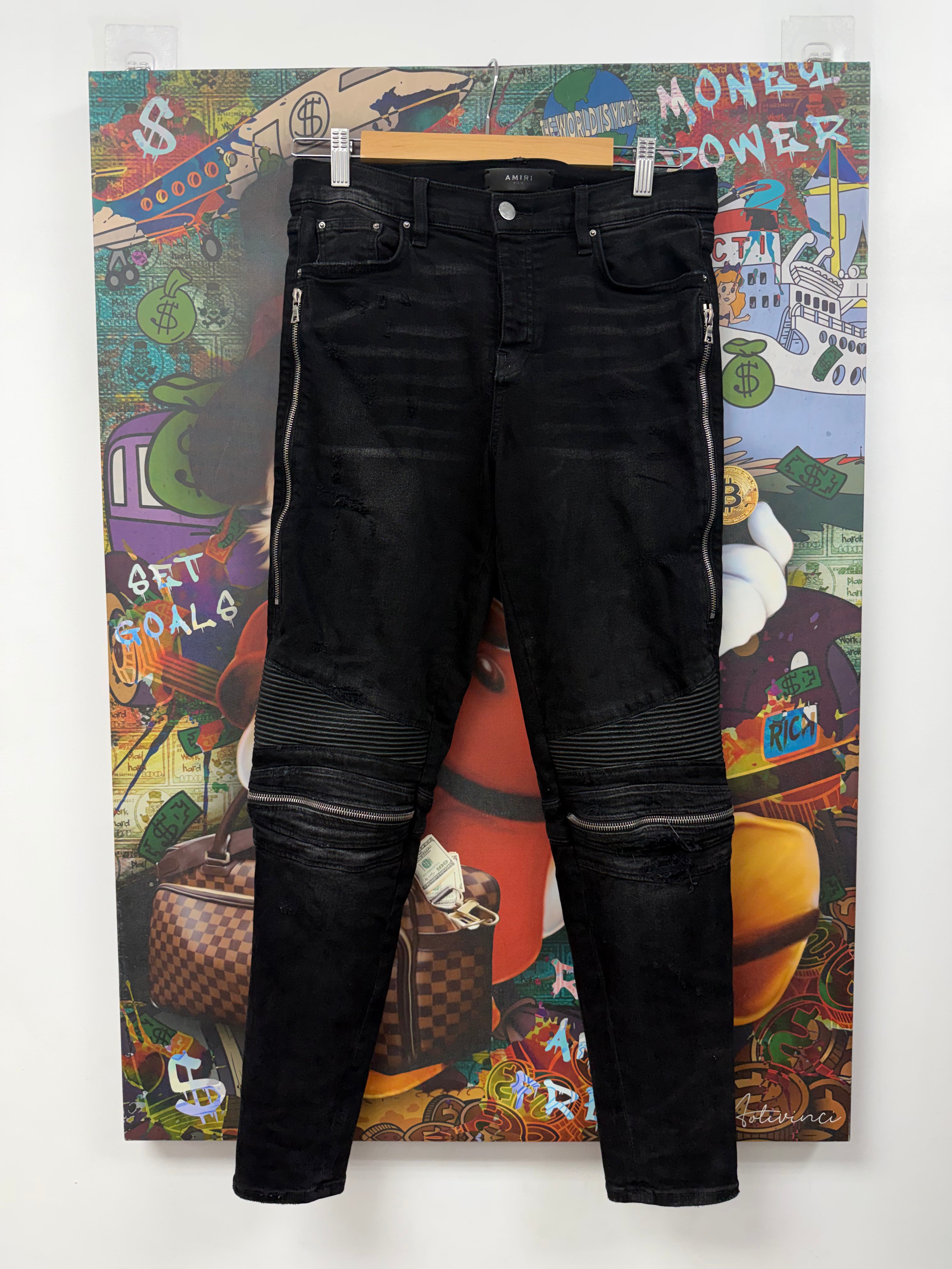 Amiri MX2 Black Black Patch (Tailored Short) Jeans