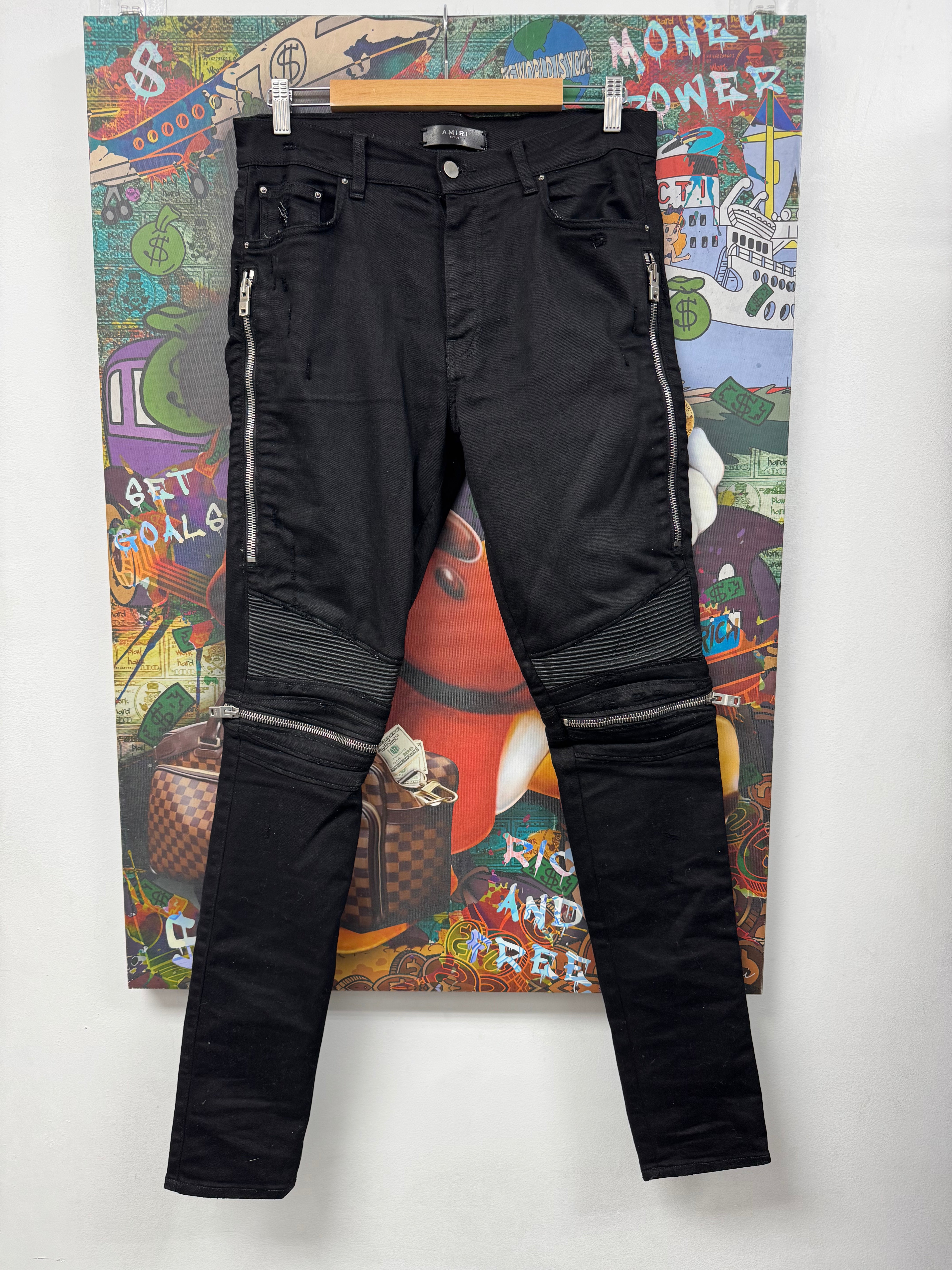 Amiri MX2 Black Black Patch Jeans