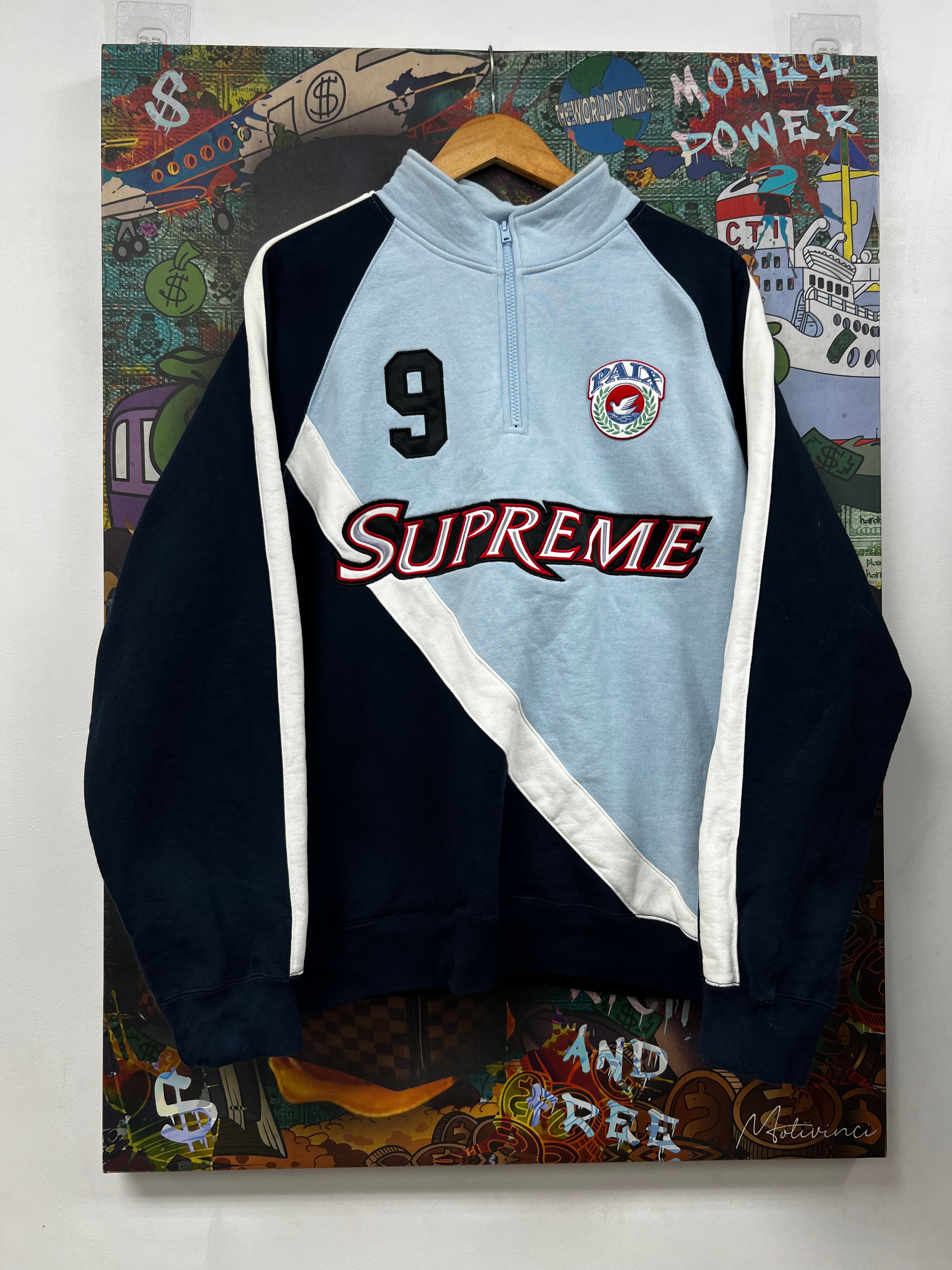 Supreme Navy Baby Blue Applique Quarter Zip