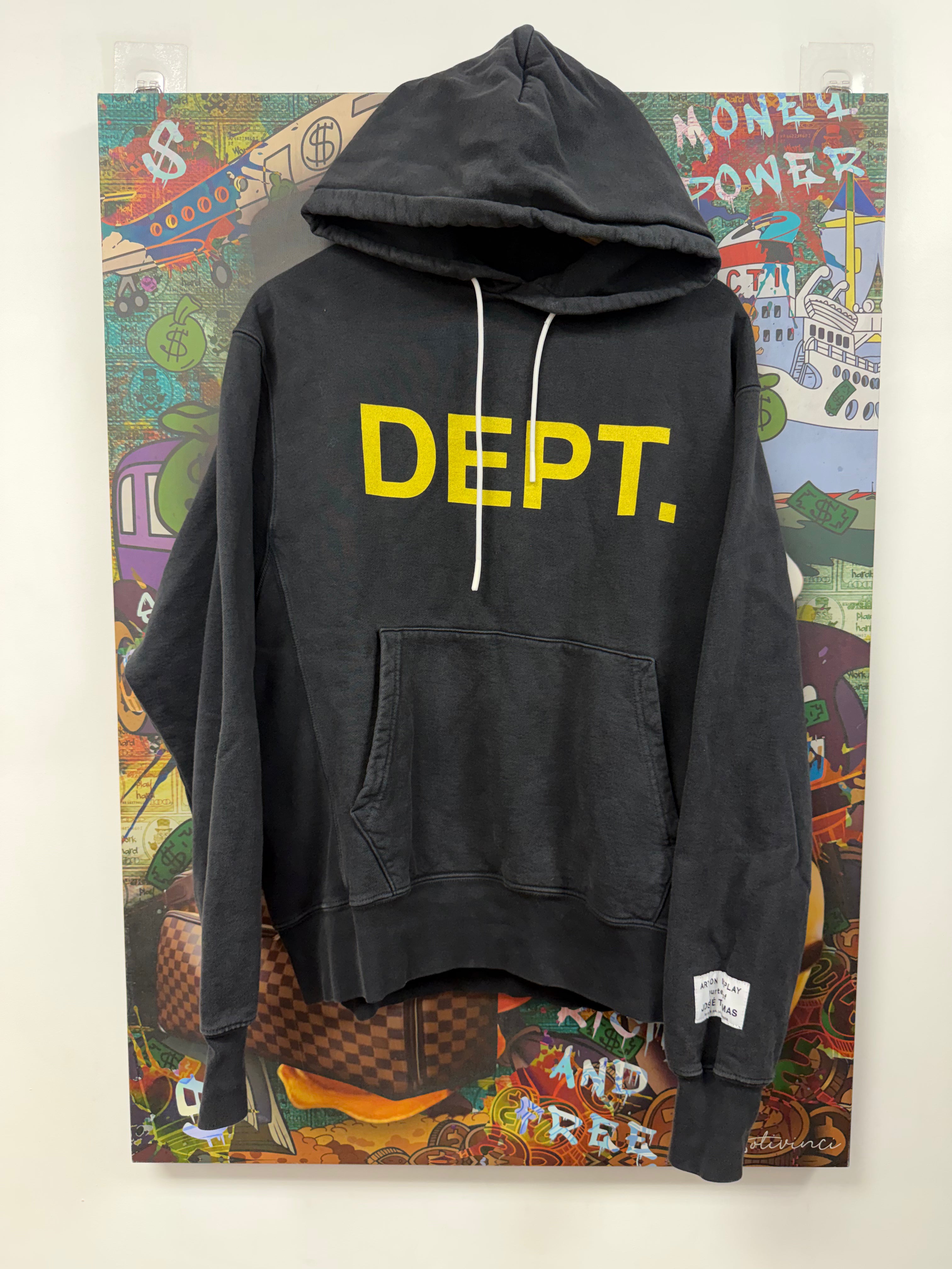 Gallery Dept Black Yellow Logo Hoodie