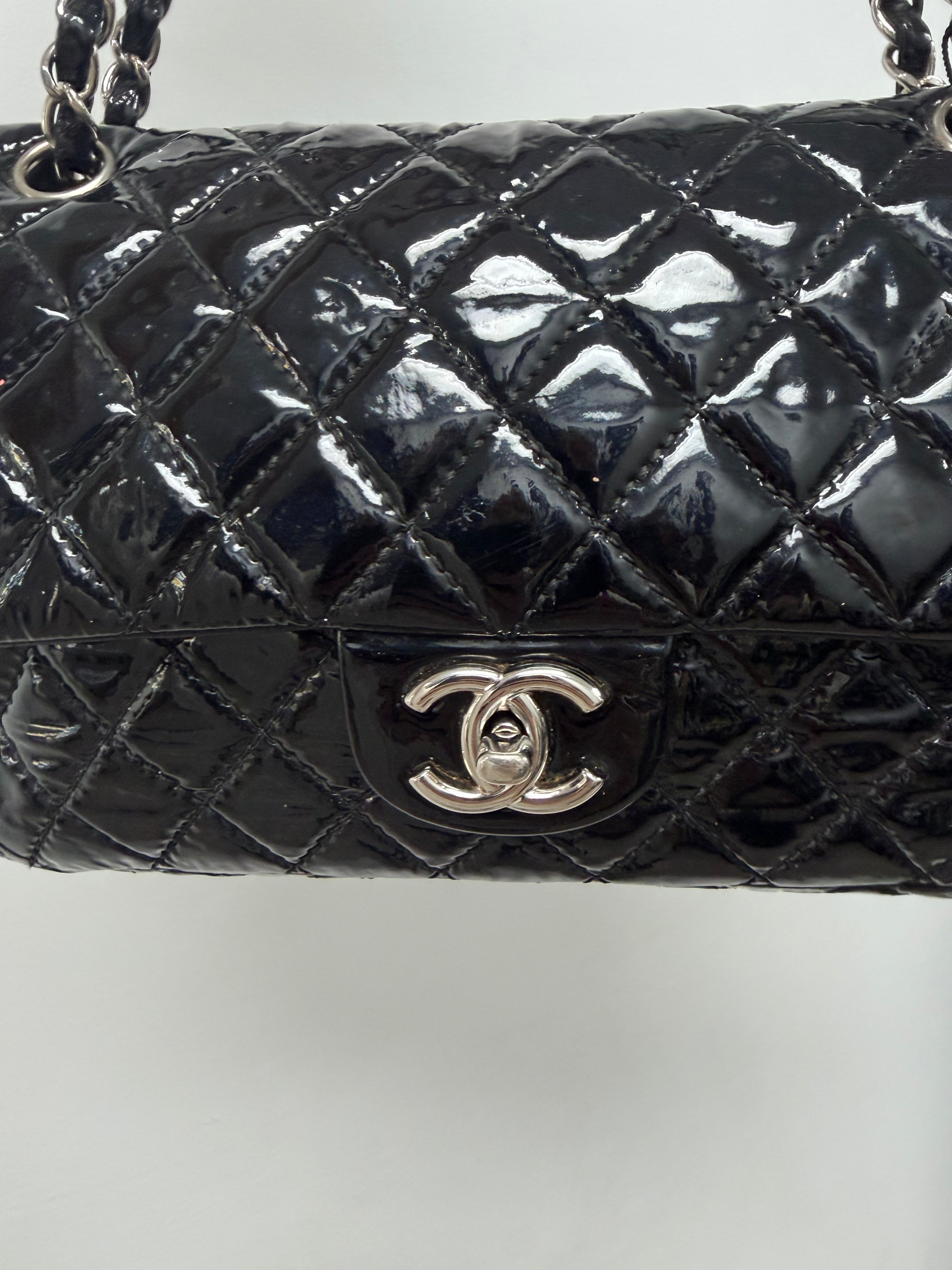 Chanel Black Patent Leather Single Flap Bag