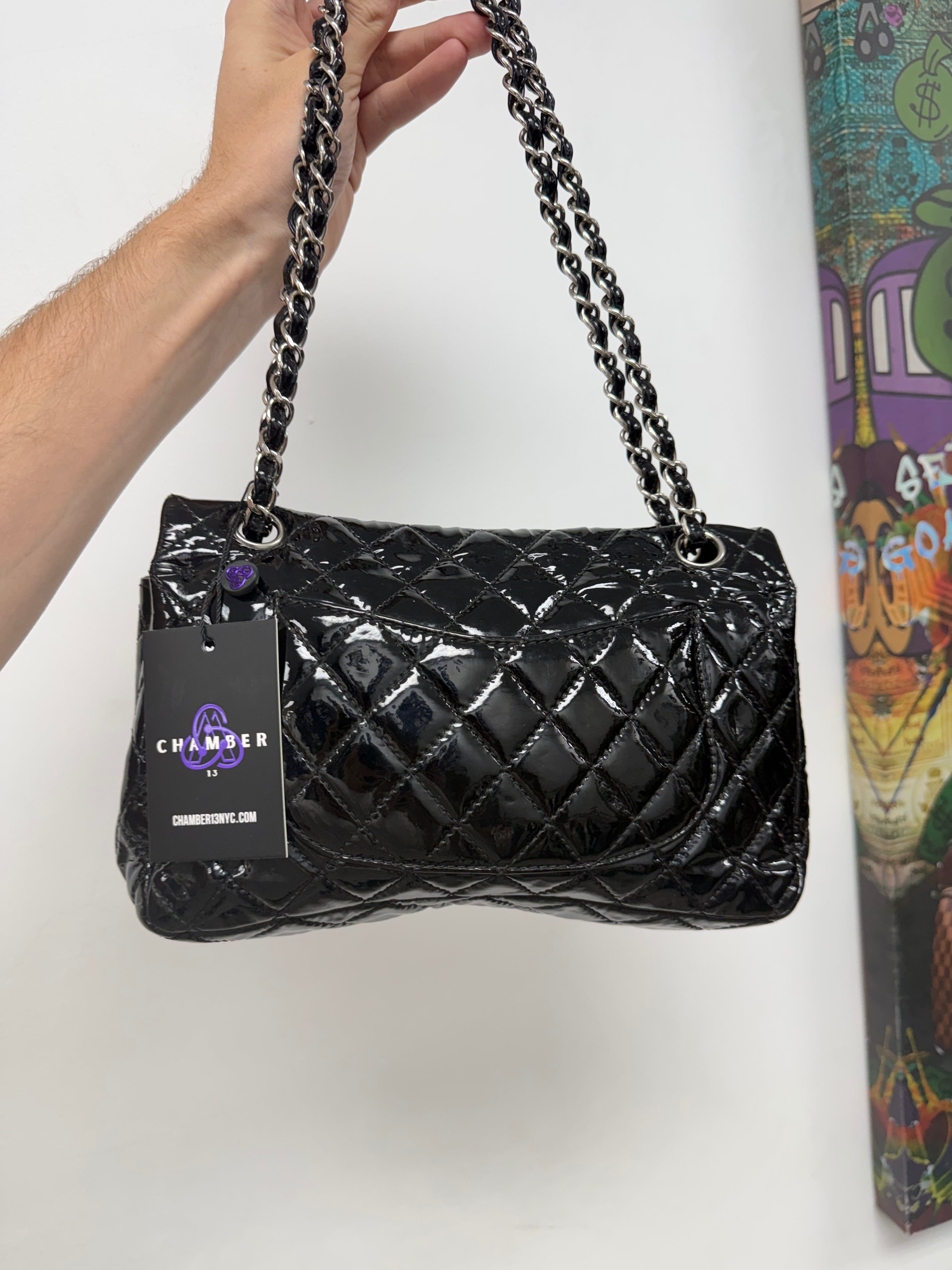 Chanel Black Patent Leather Single Flap Bag