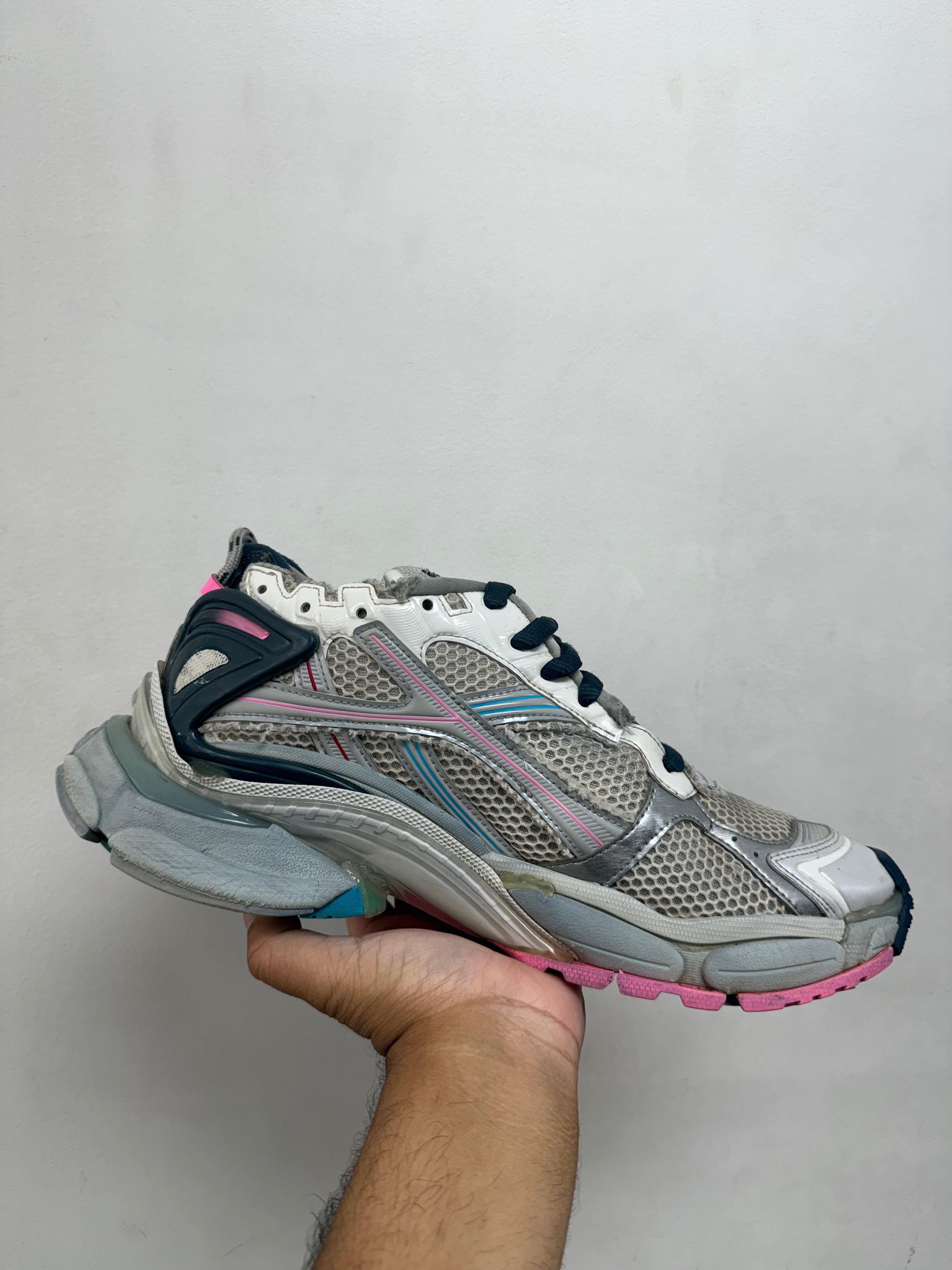 Balenciaga White Navy Pink Runner Sneakers