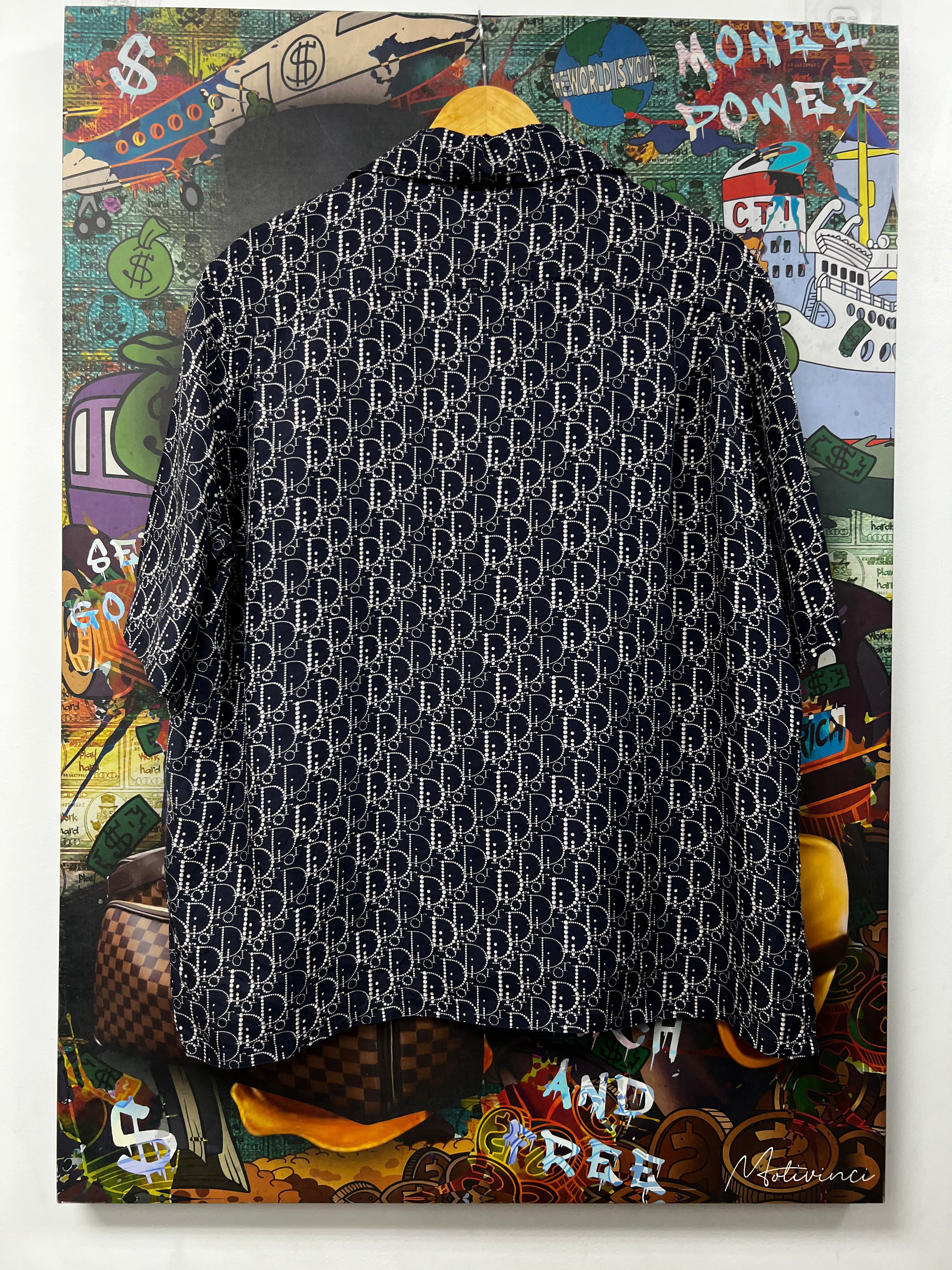 Dior Navy Silk Monogram Shirt