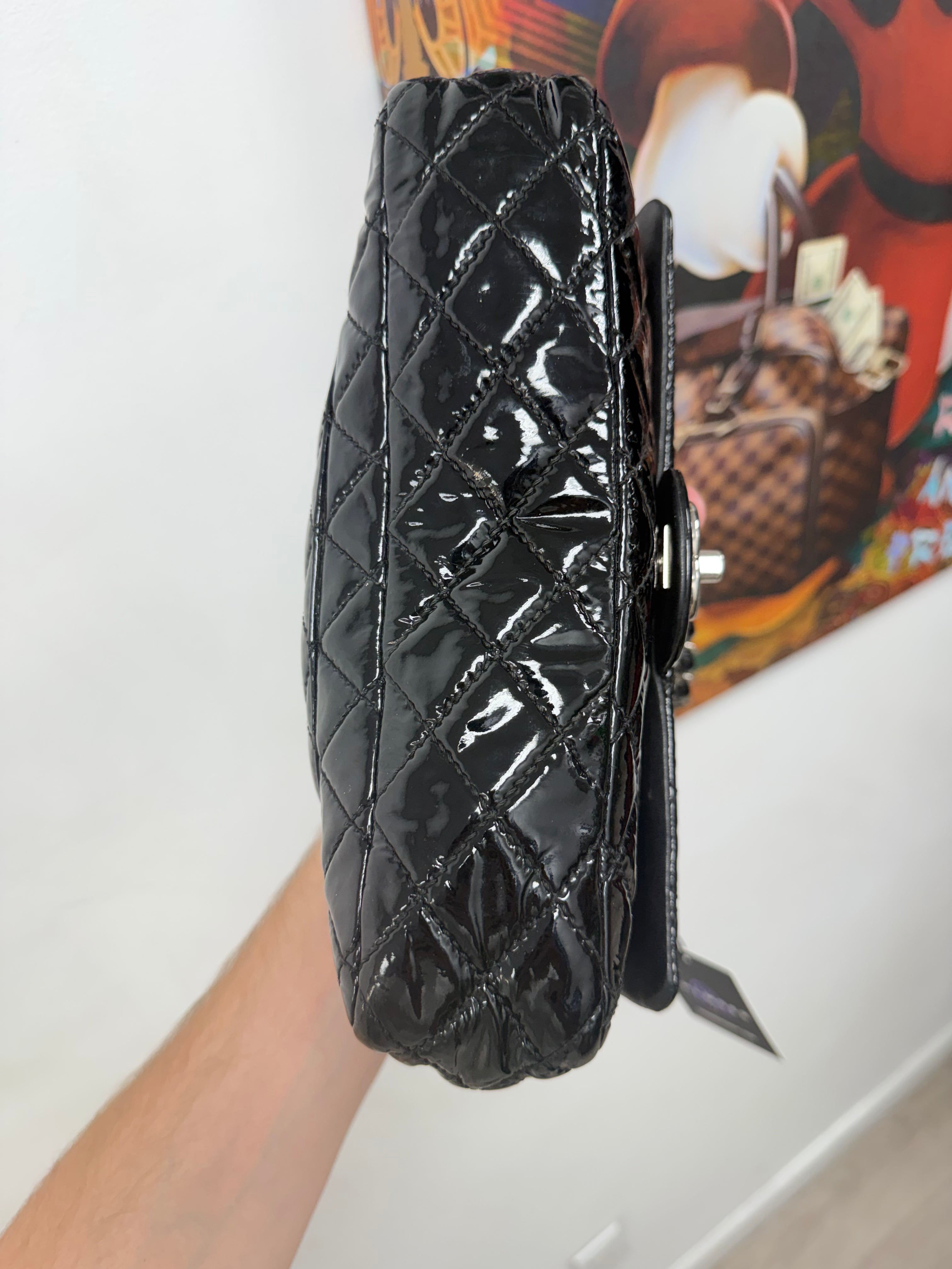 Chanel Black Patent Leather Single Flap Bag