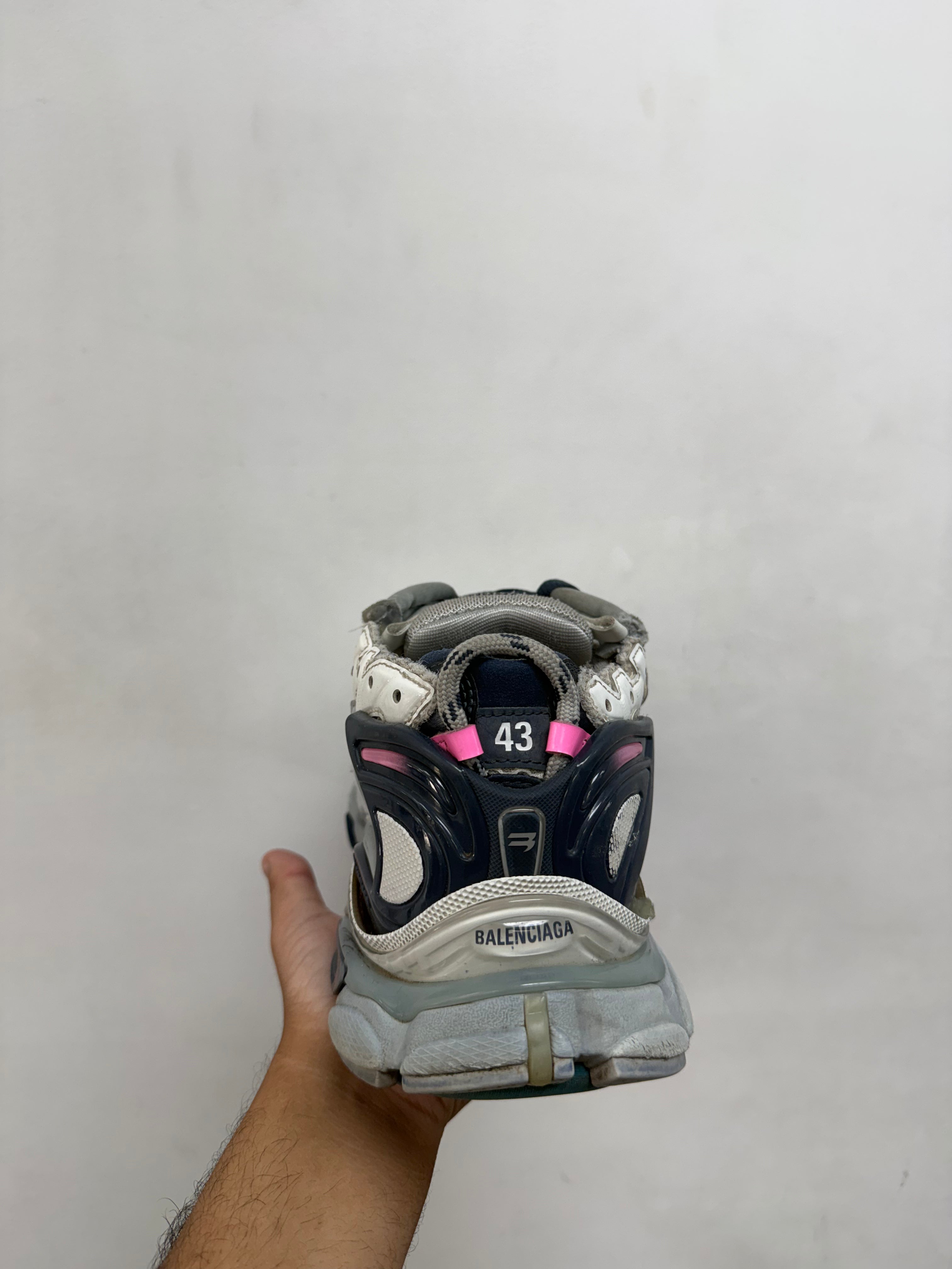 Balenciaga White Navy Pink Runner Sneakers
