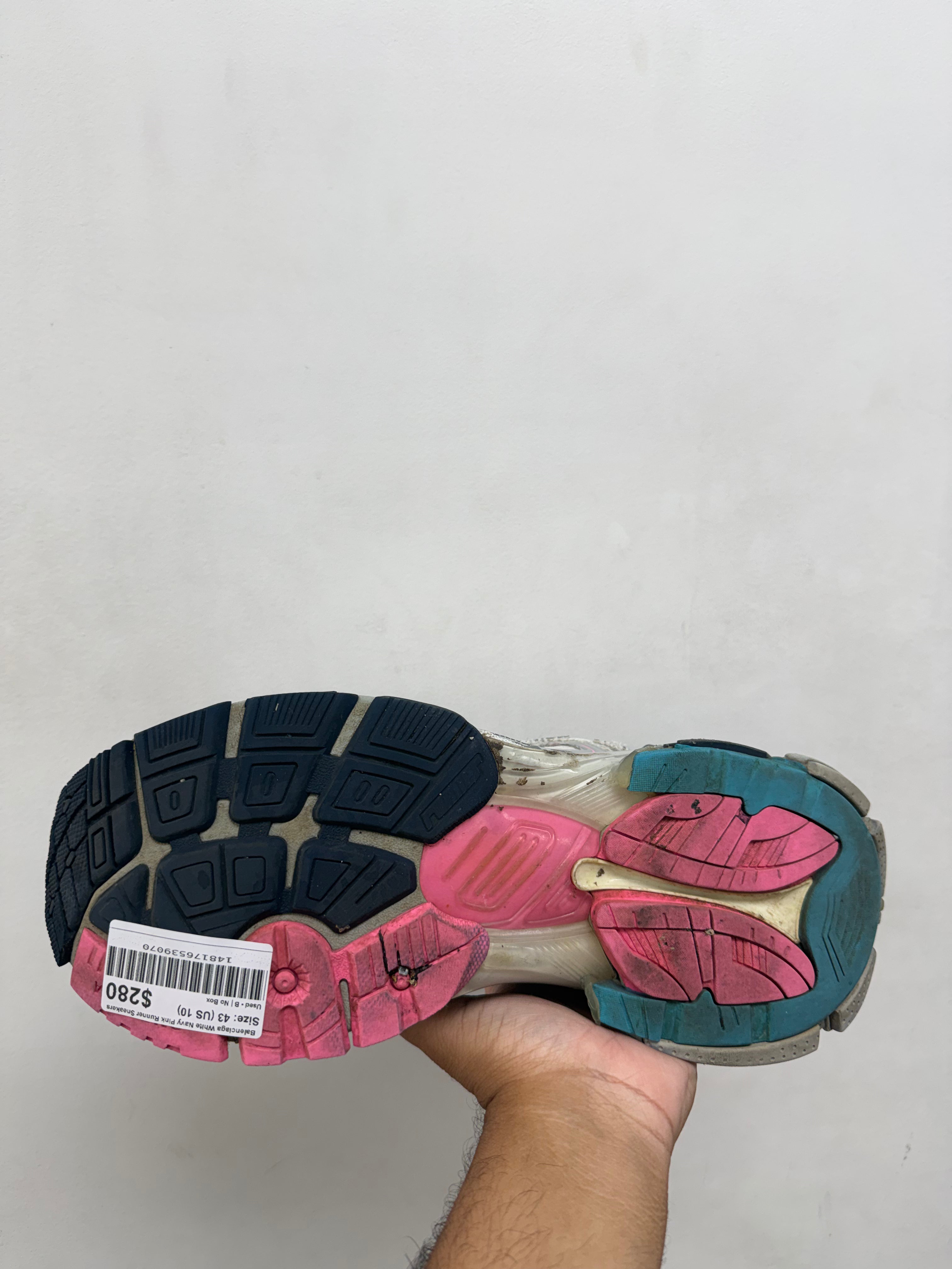 Balenciaga White Navy Pink Runner Sneakers