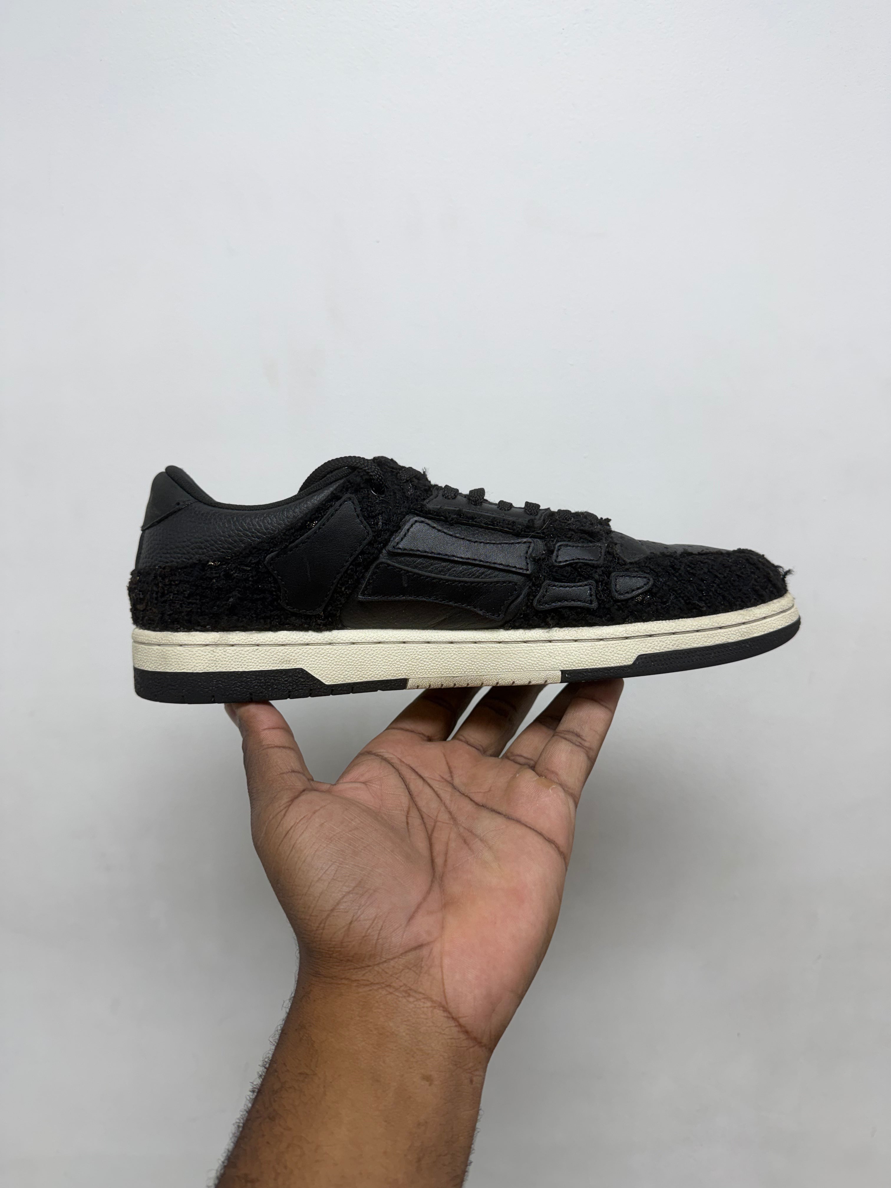 Amiri Black Boucle Skel Top Low Sneakers