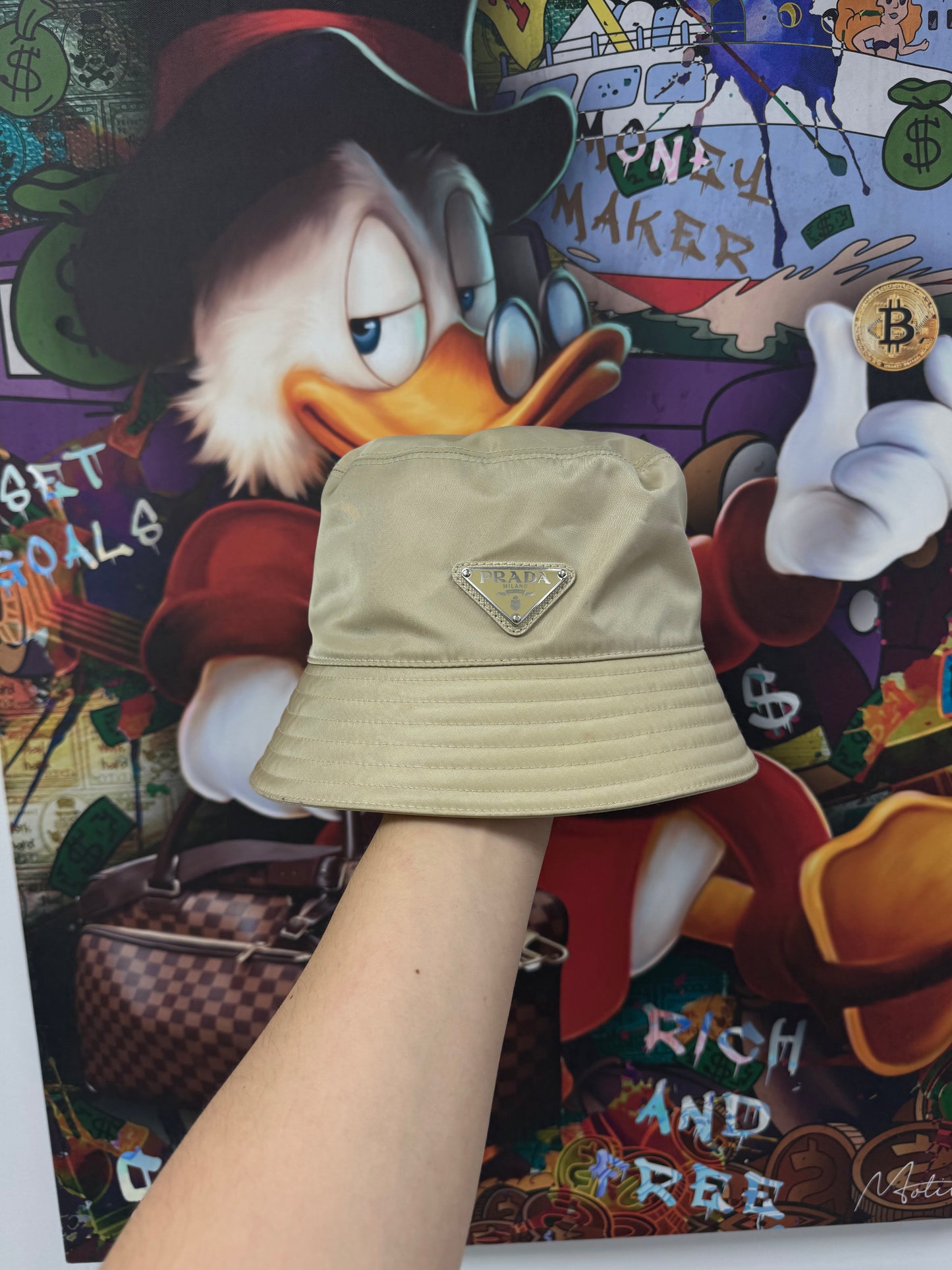 Prada Bucket Hat Tan Used Large N/A