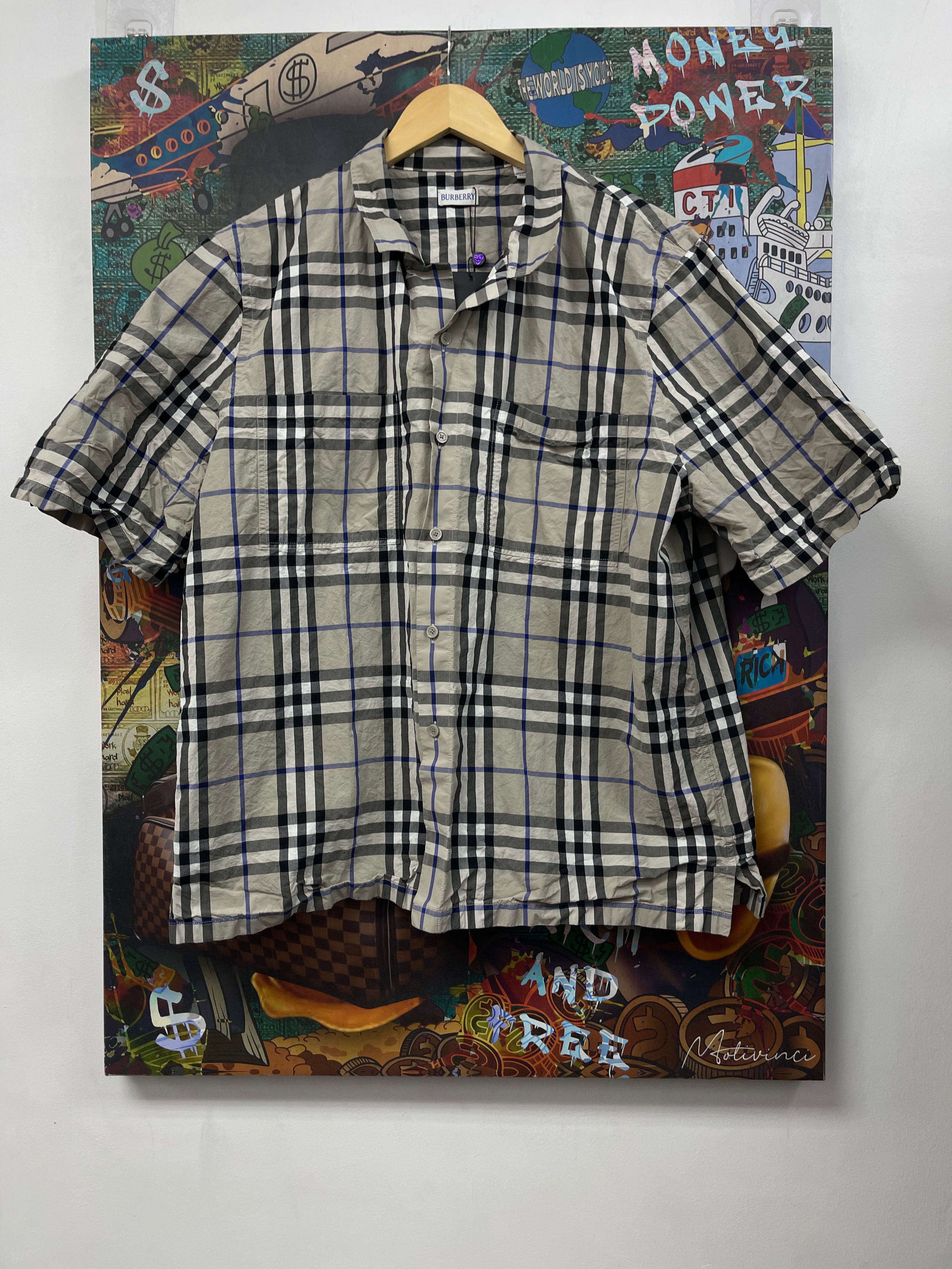 Burberry Plaid Monogram Button Up