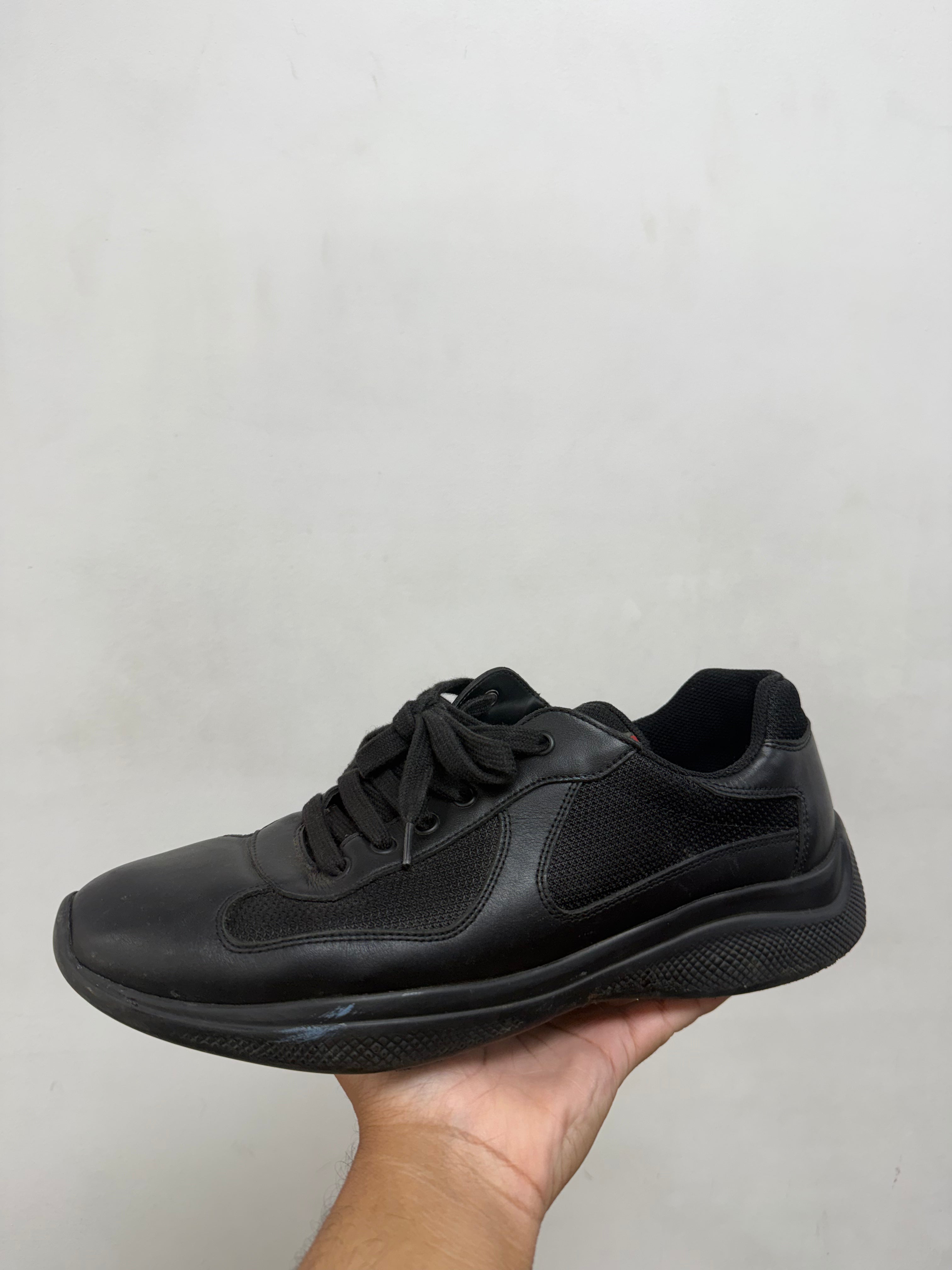 Prada Black Leather Cup Sneakers