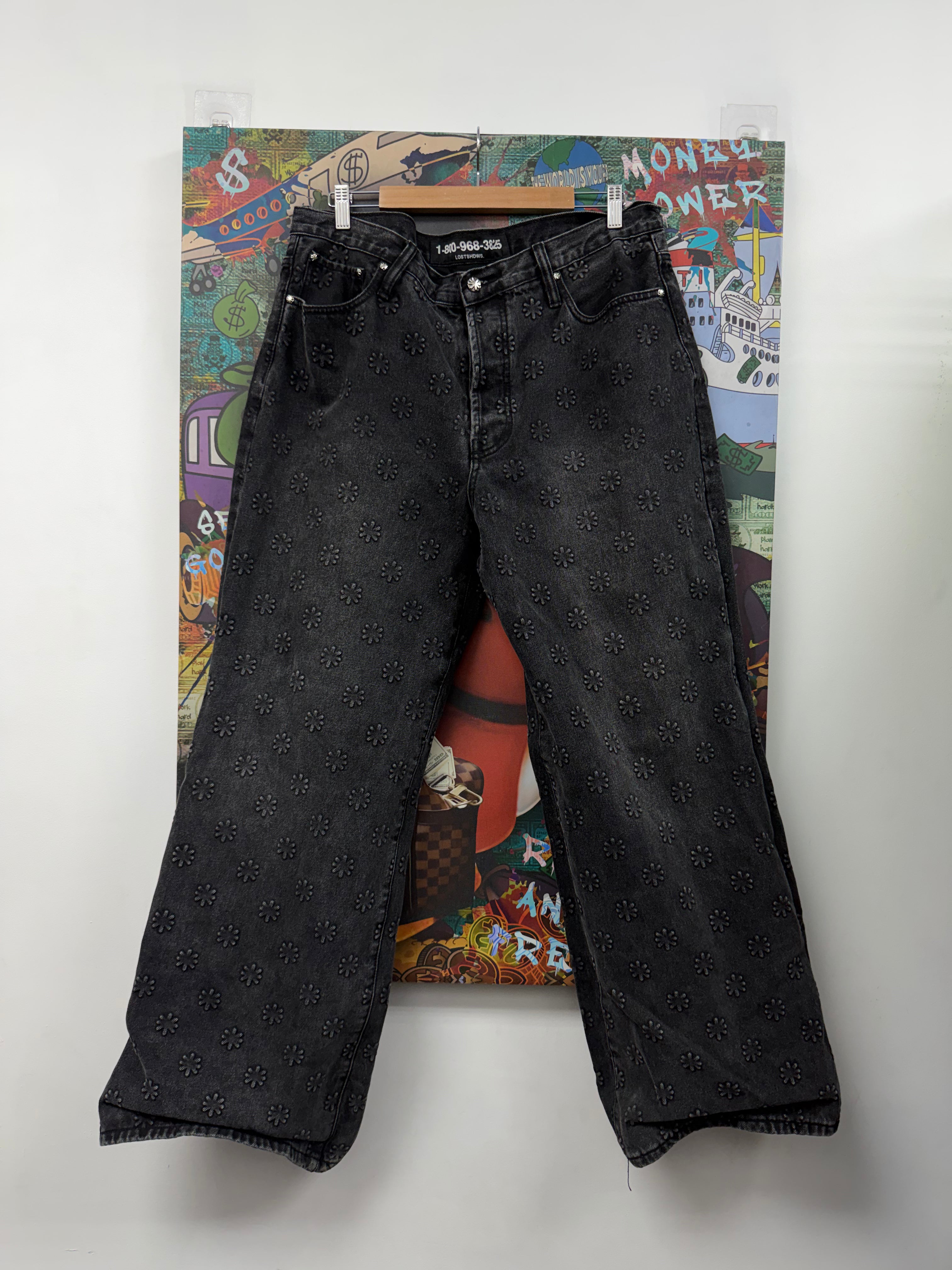 LOST SHDWS Black Embossed Jeans