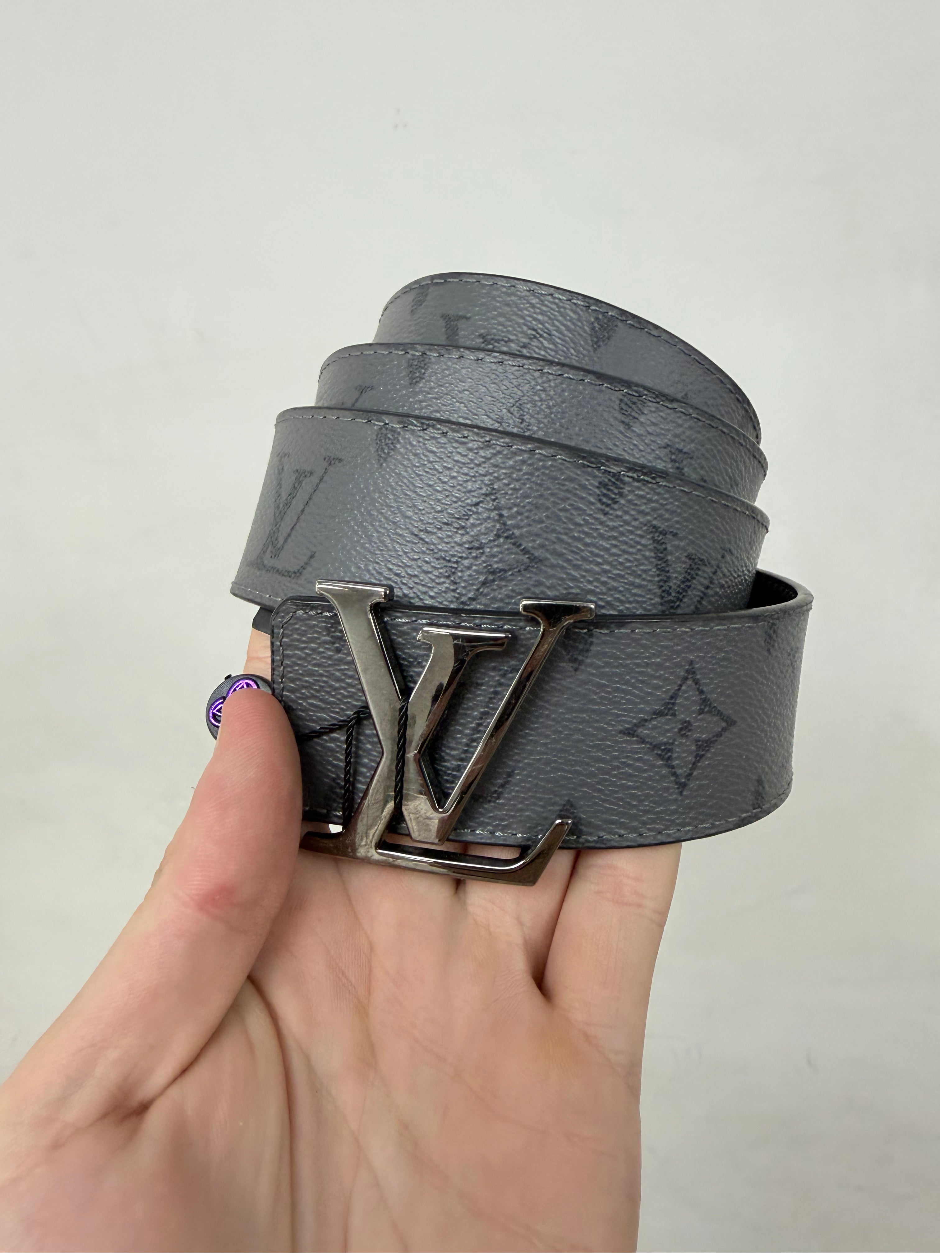 Louis Vuitton Grey Black Monogram (100-40) Belt
