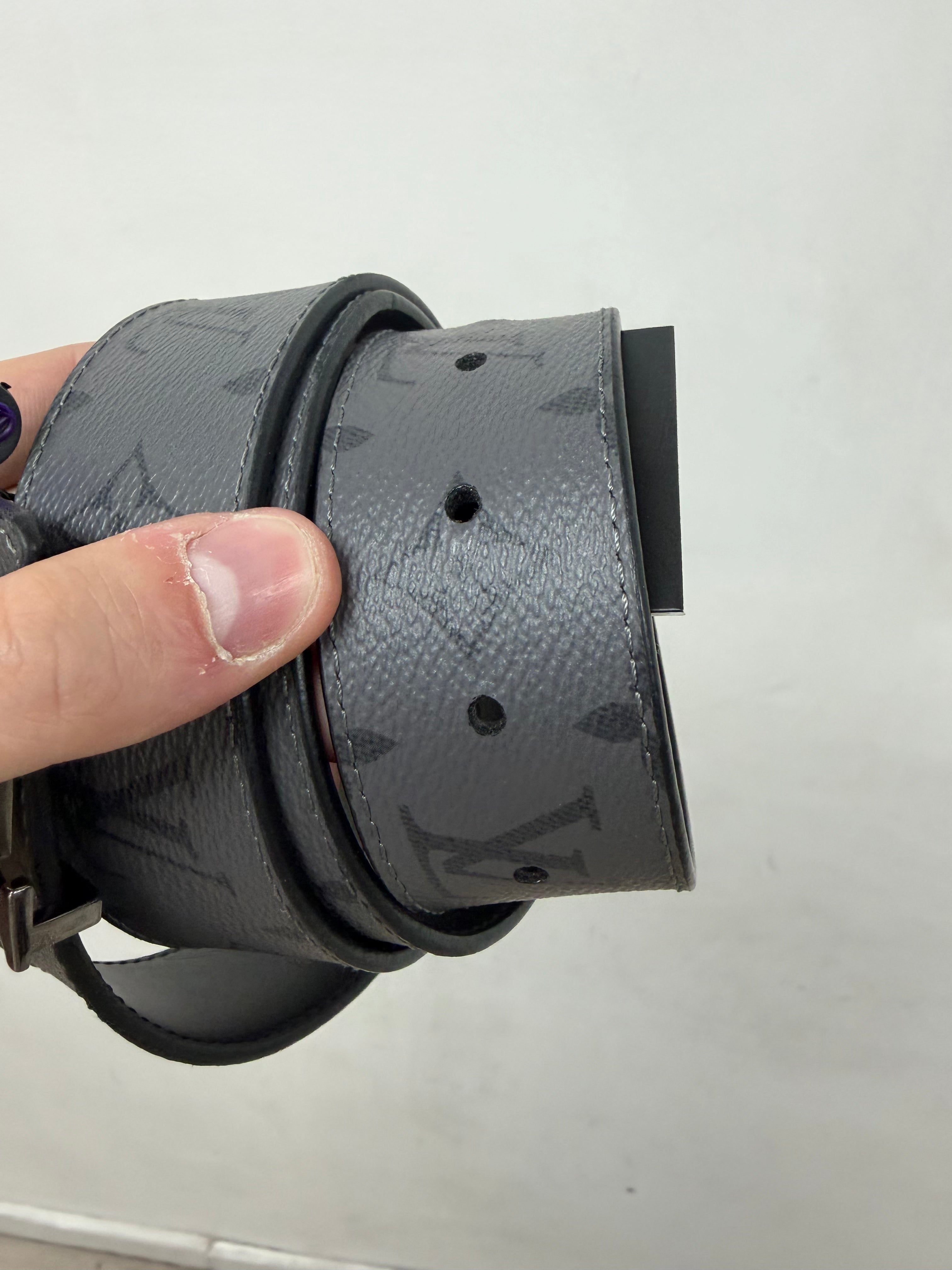 Louis Vuitton Grey Black Monogram (100-40) Belt