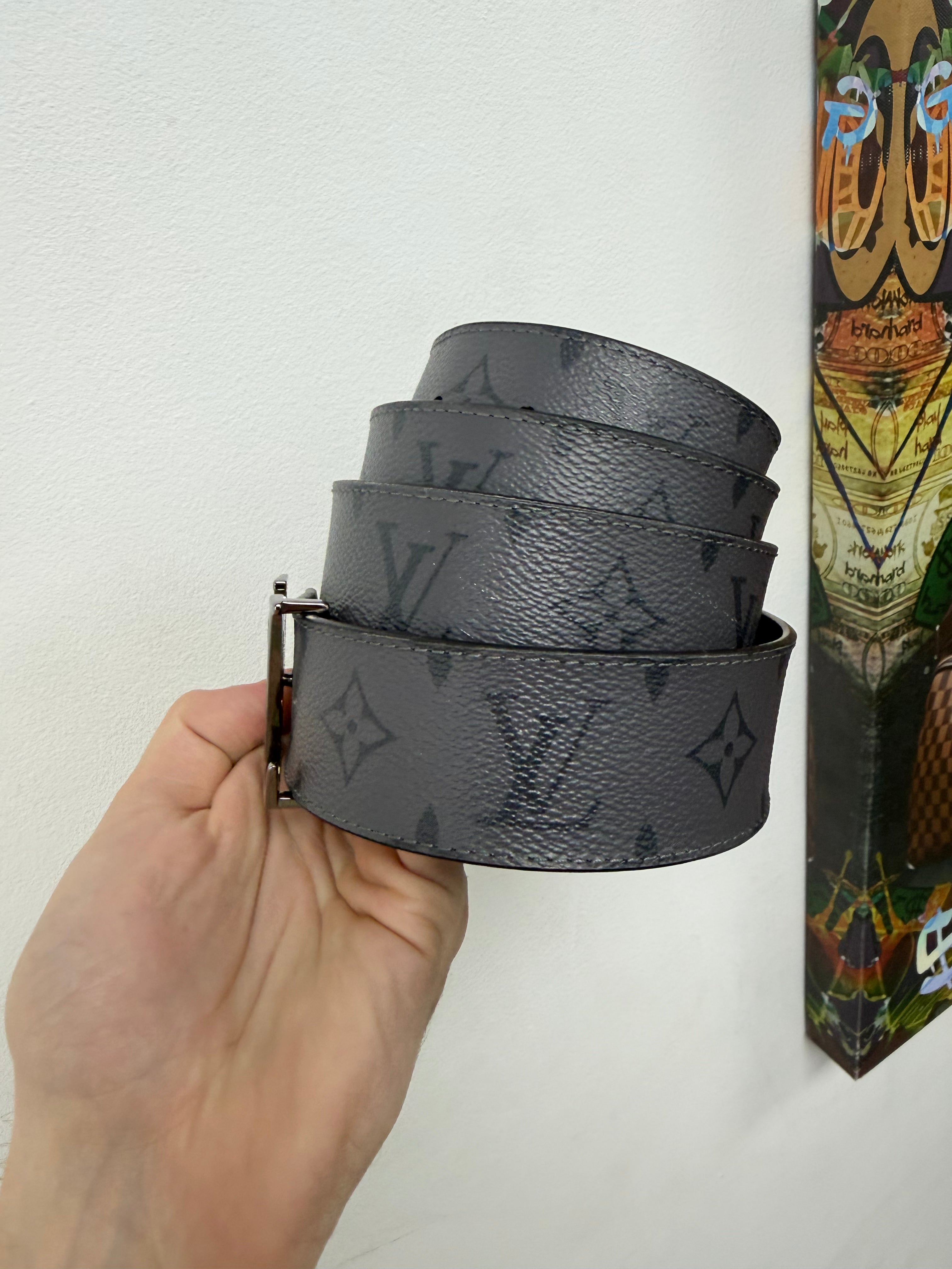 Louis Vuitton Grey Monogram (Scratched Buckle) Belt