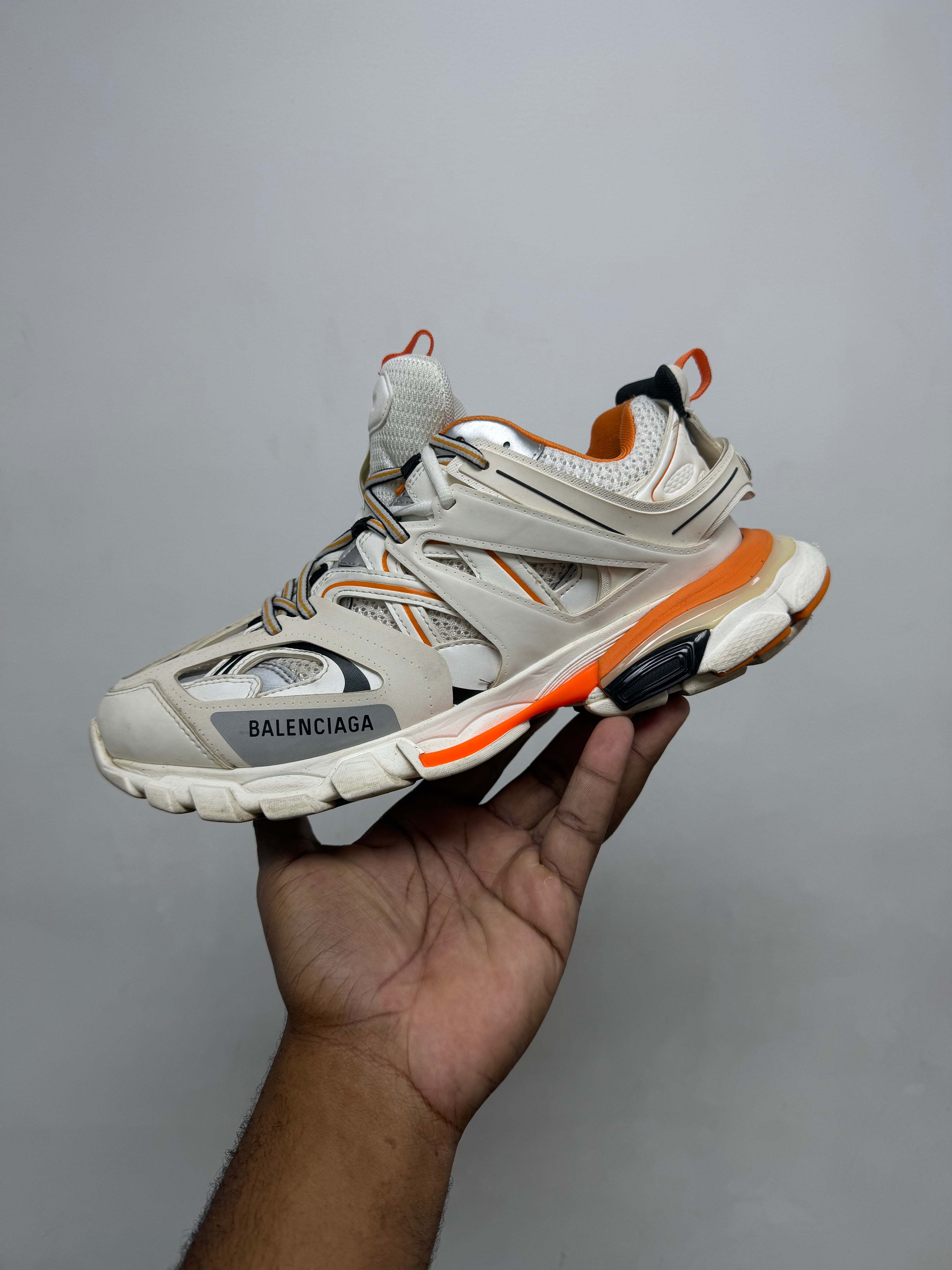 Balenciaga White Orange Track Sneakers