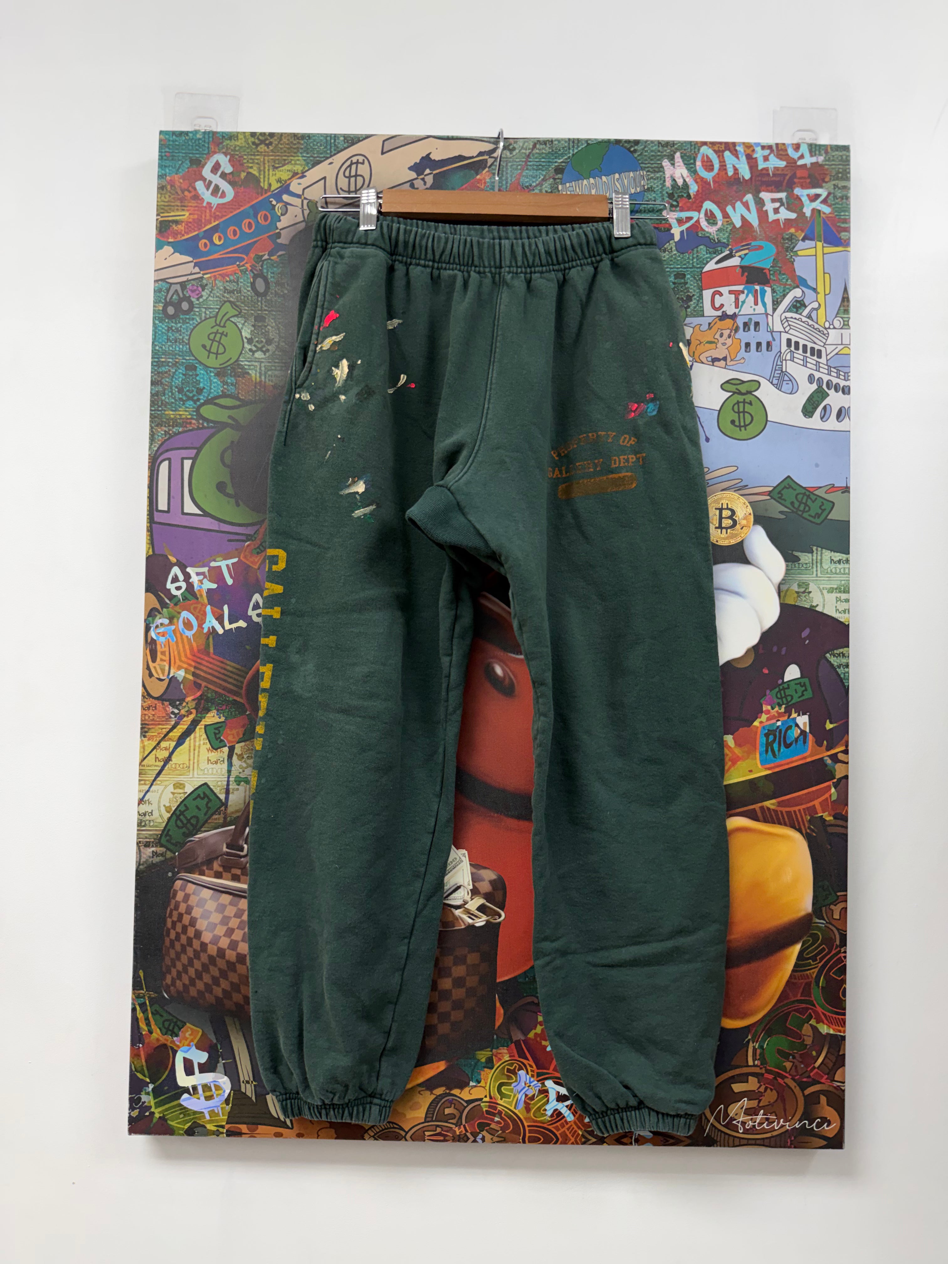 Gallery Dept Green Yellow Splatter Sweats
