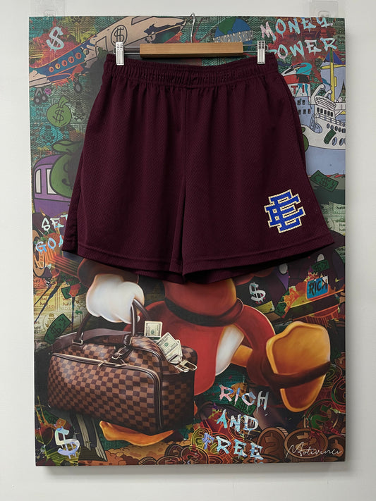 EE Shorts Maroon Blue  Used