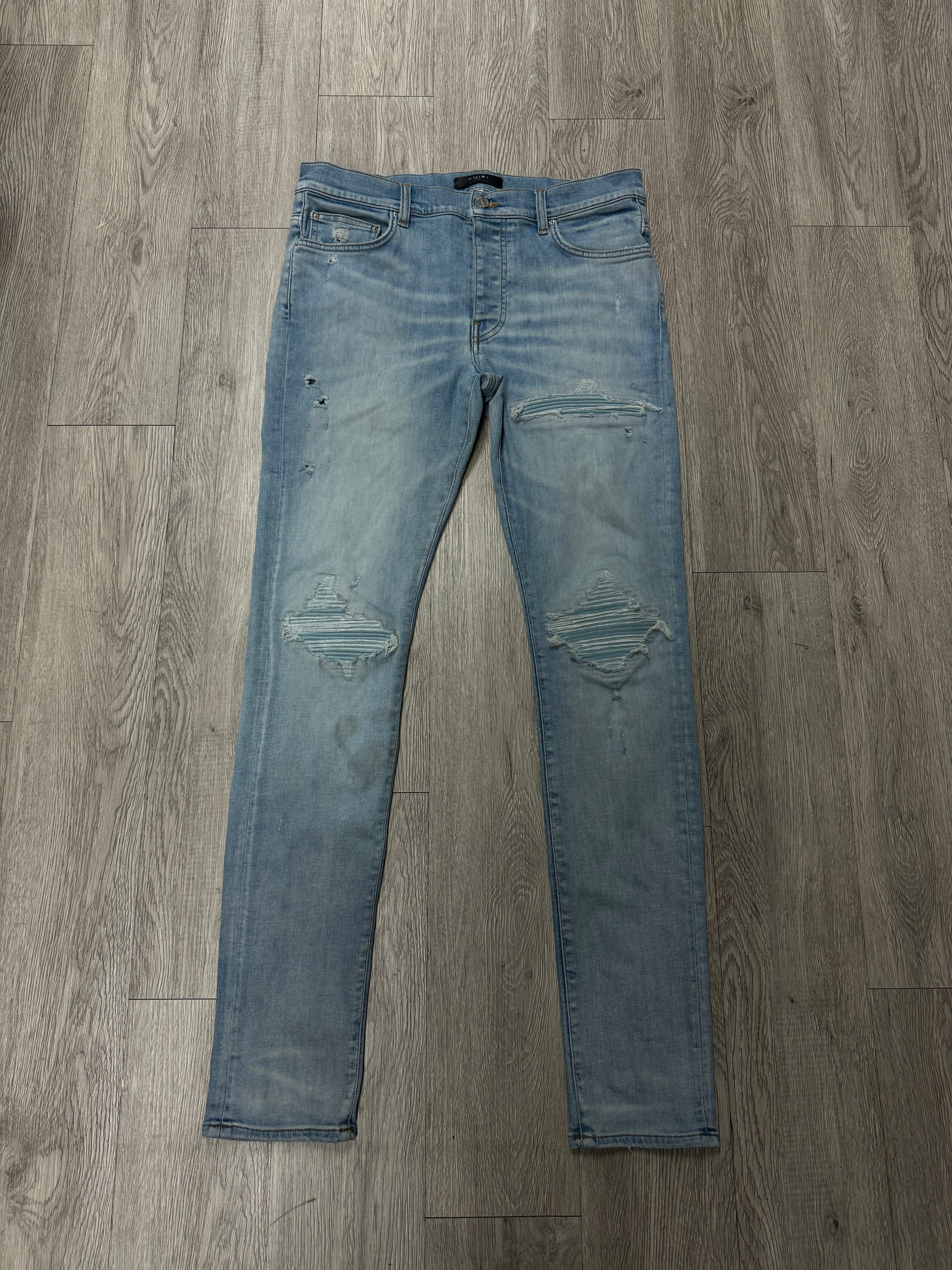 Amiri Light Wash Baby Blue Patch MX1 Jeans