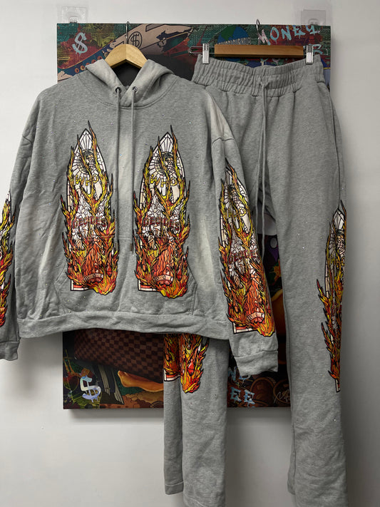 WDW Grey Flames Sweatsuit Used