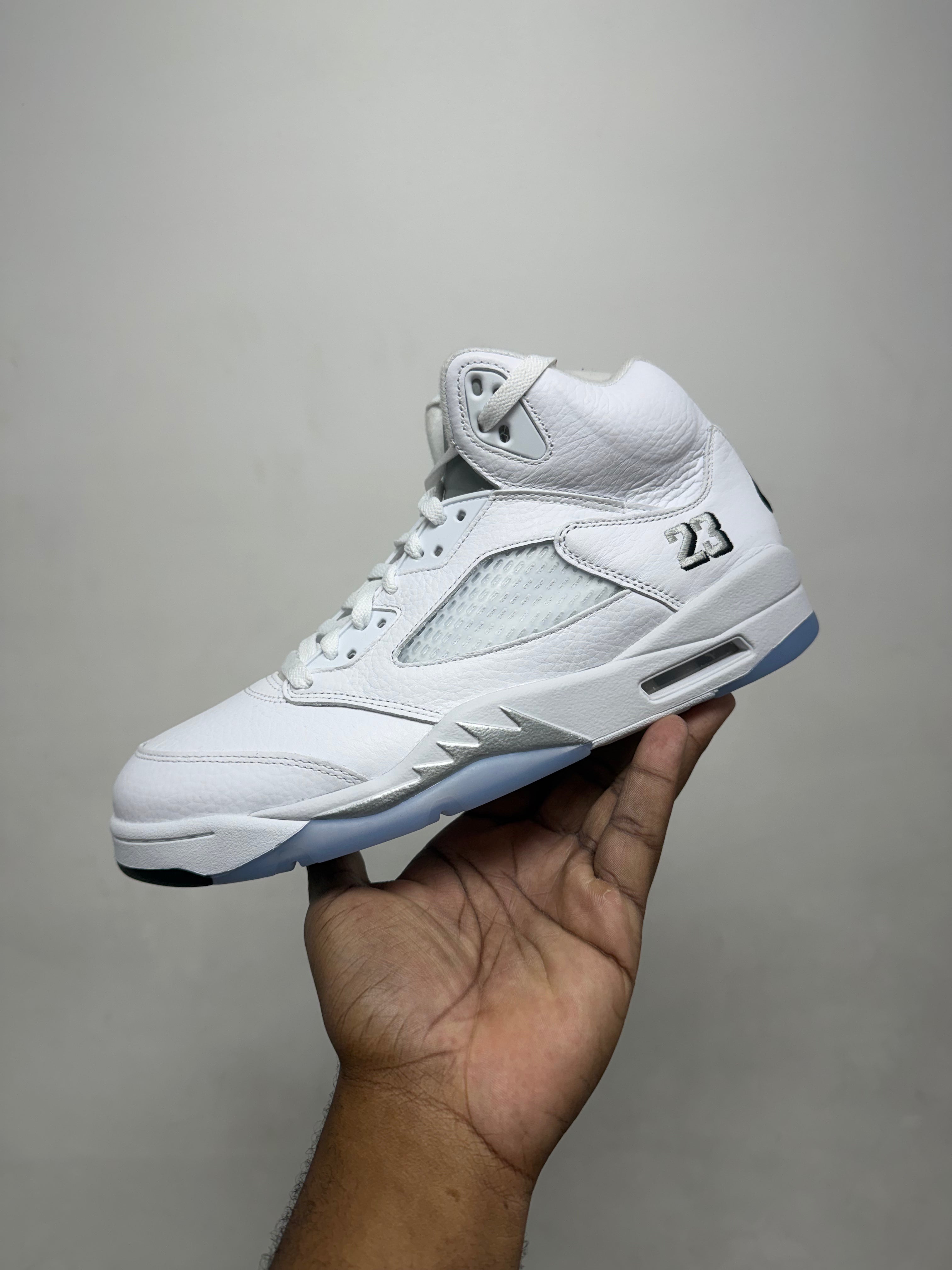 Jordan 5 White Metallic Sneakers