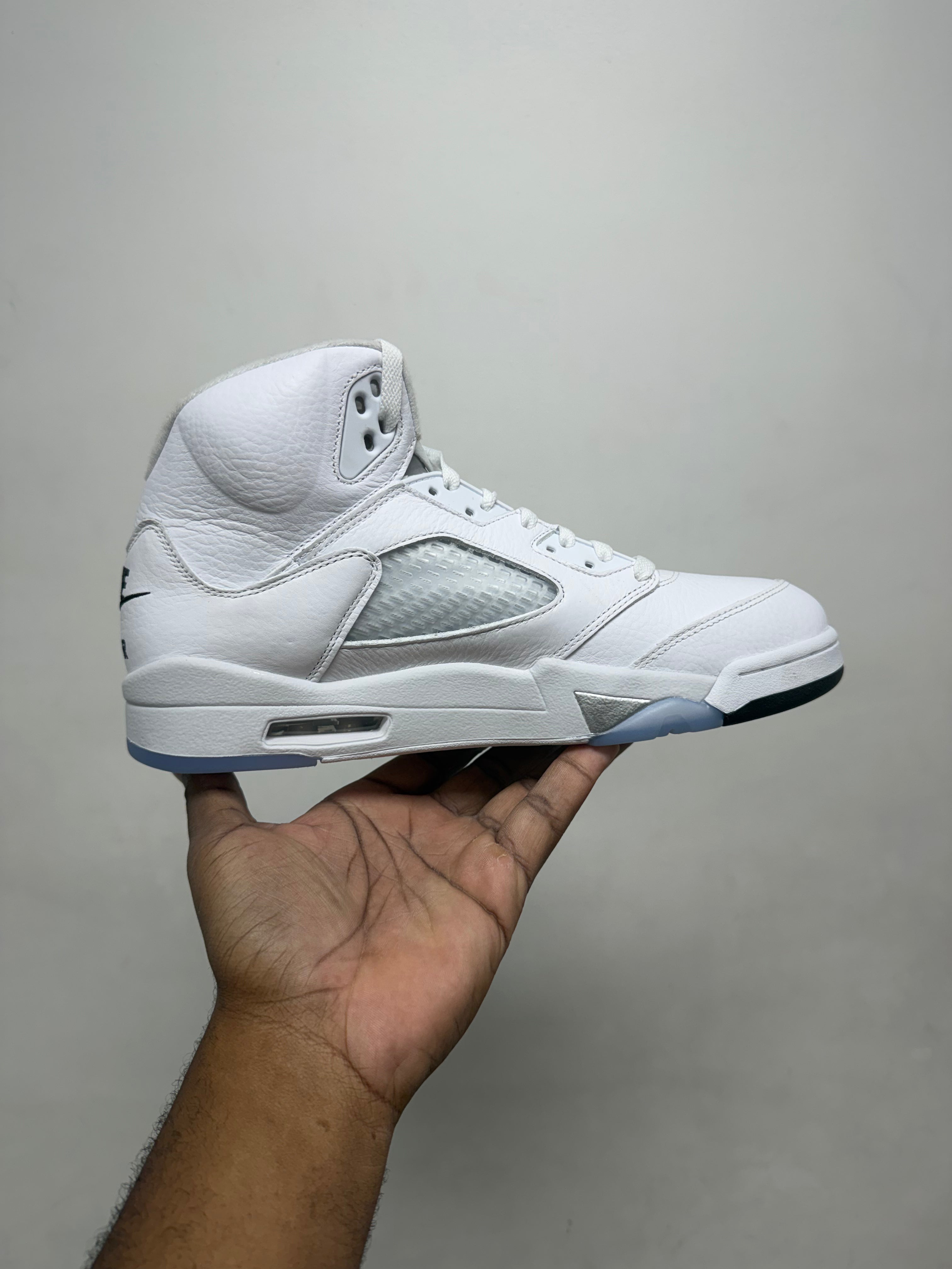Jordan 5 White Metallic Sneakers
