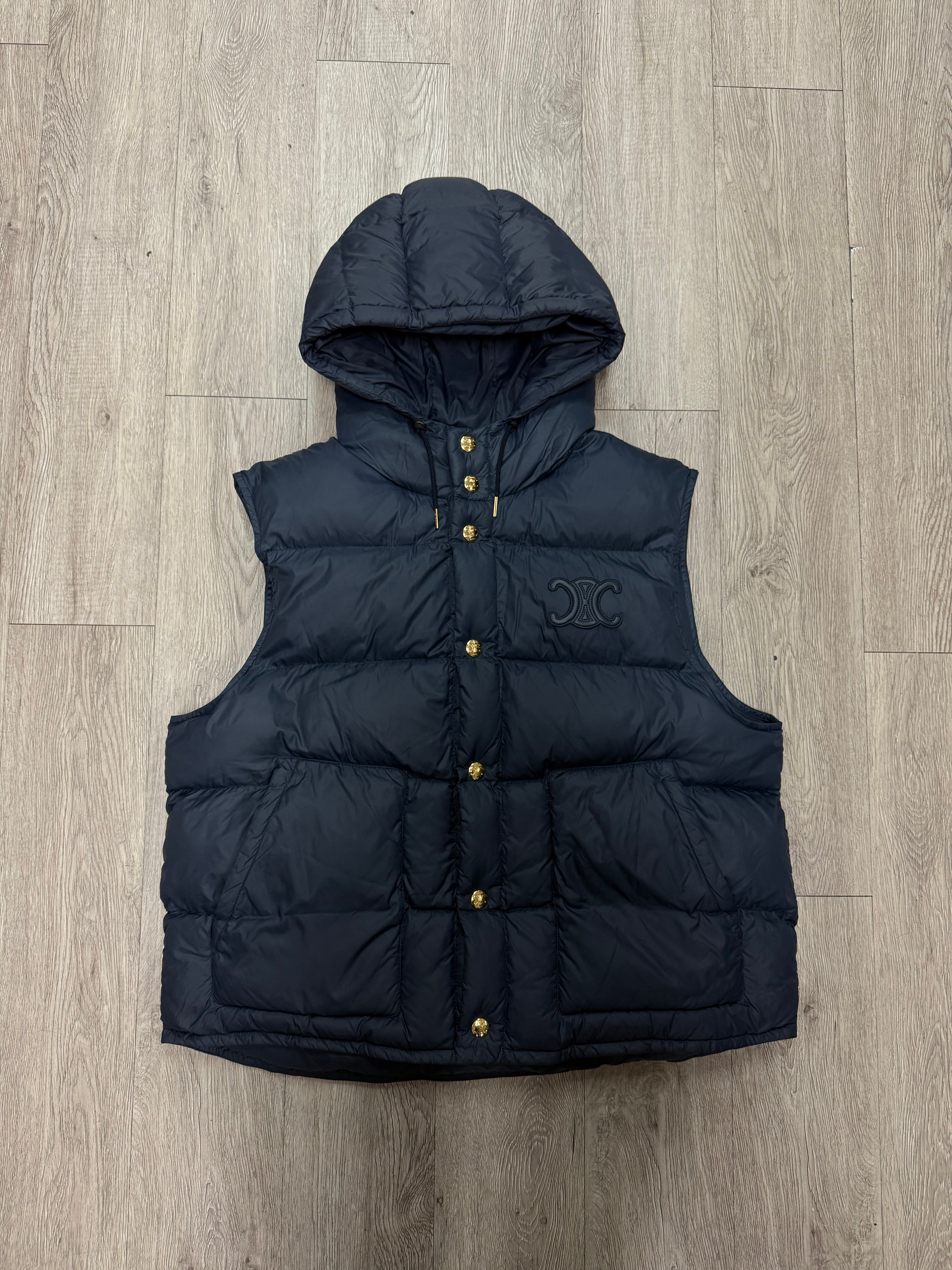 Celine CC Logo Puffer Vest Navy