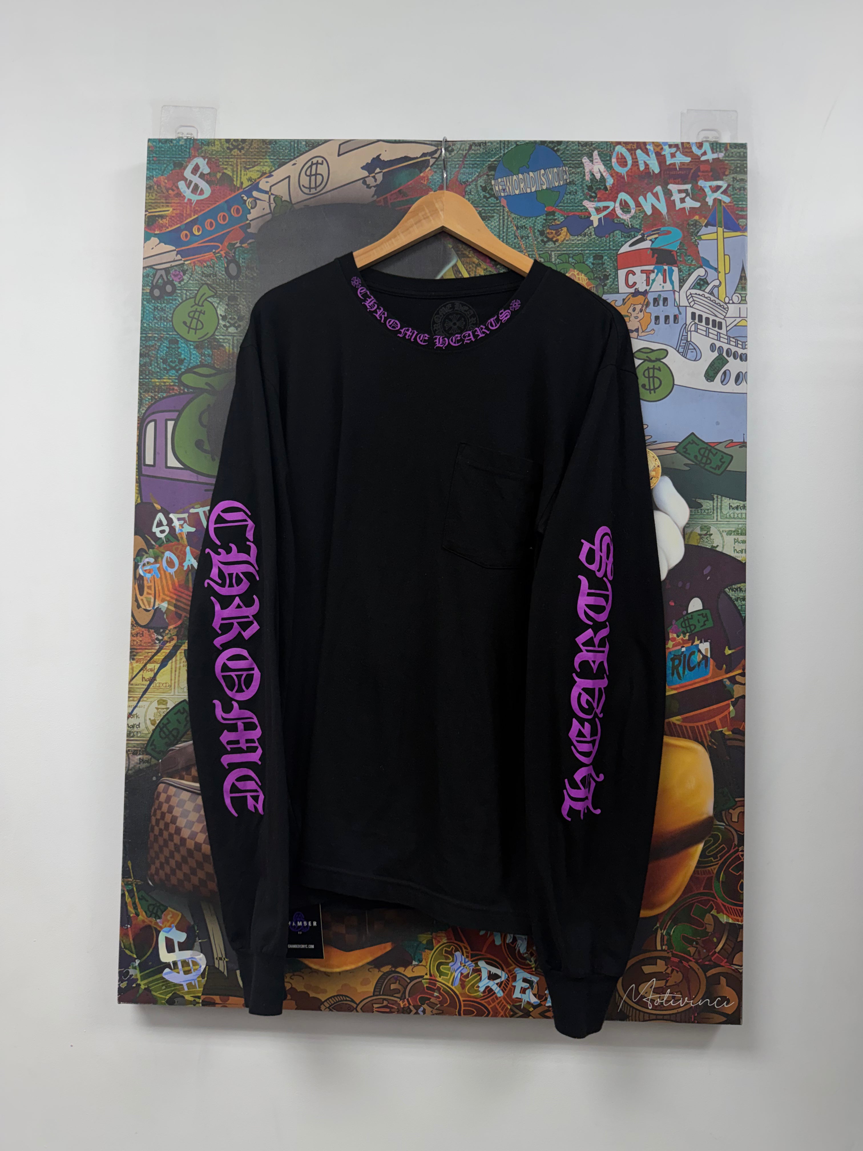Chrome Hearts Black Purple Neck Logo Long Sleeve