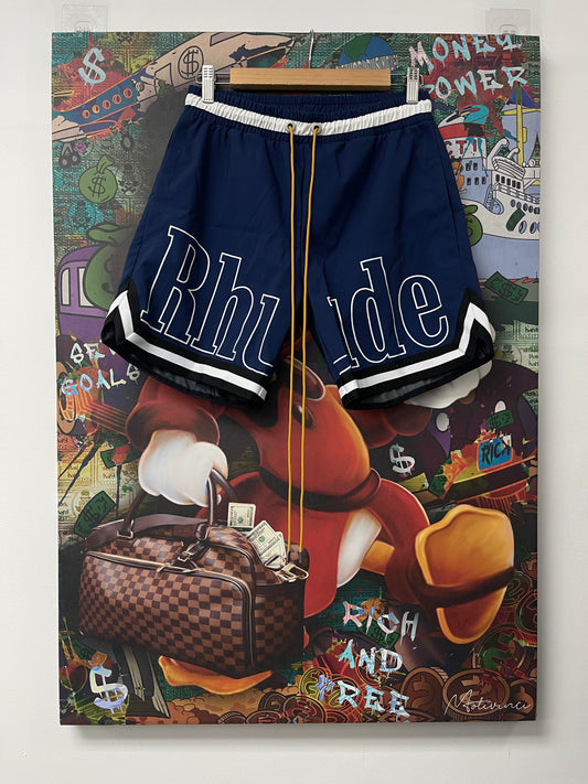 Rhude Classic Logo Swim Trunks Navy New With Tags