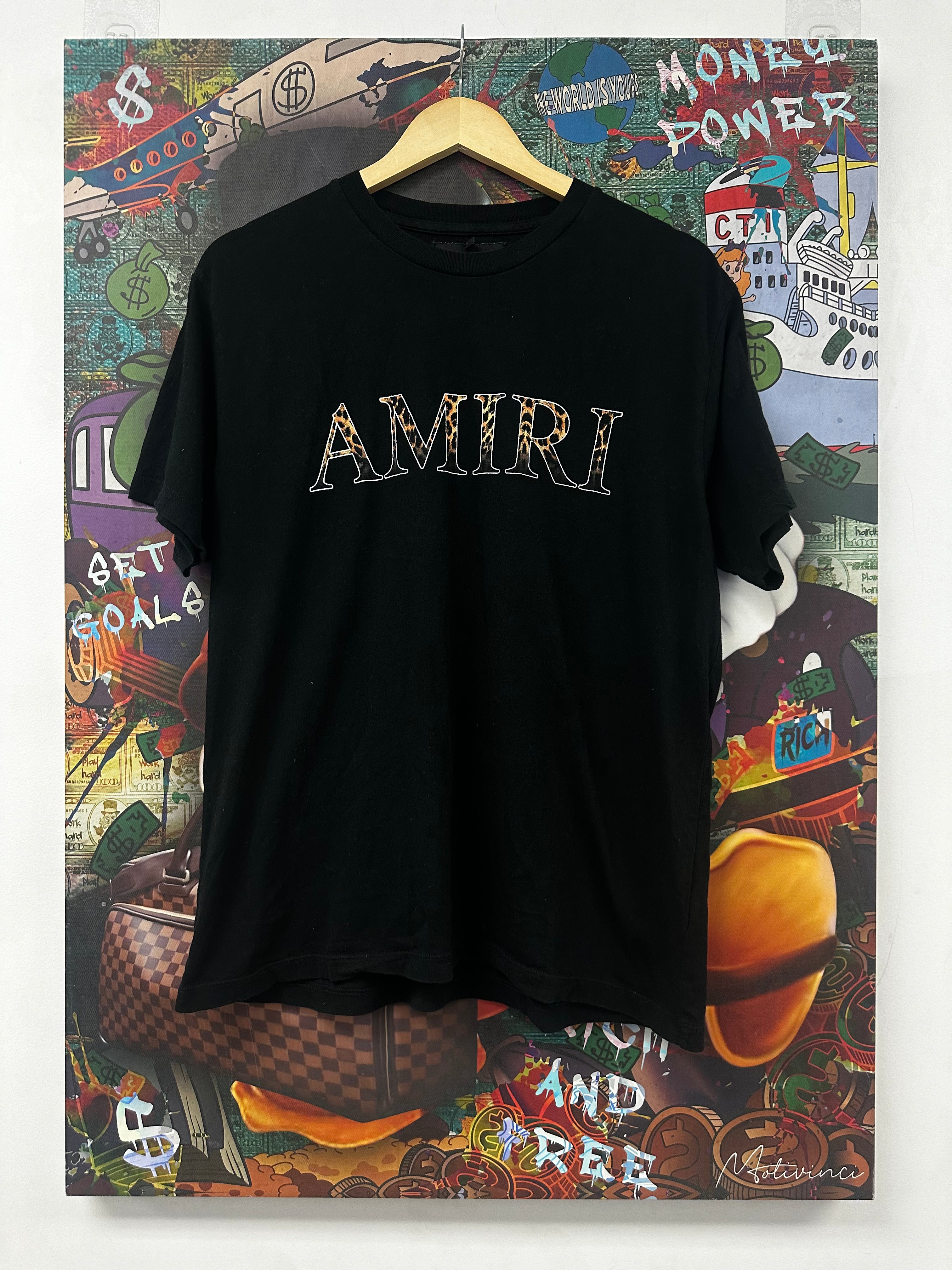 Amiri Black Cheetah Tee Used Small