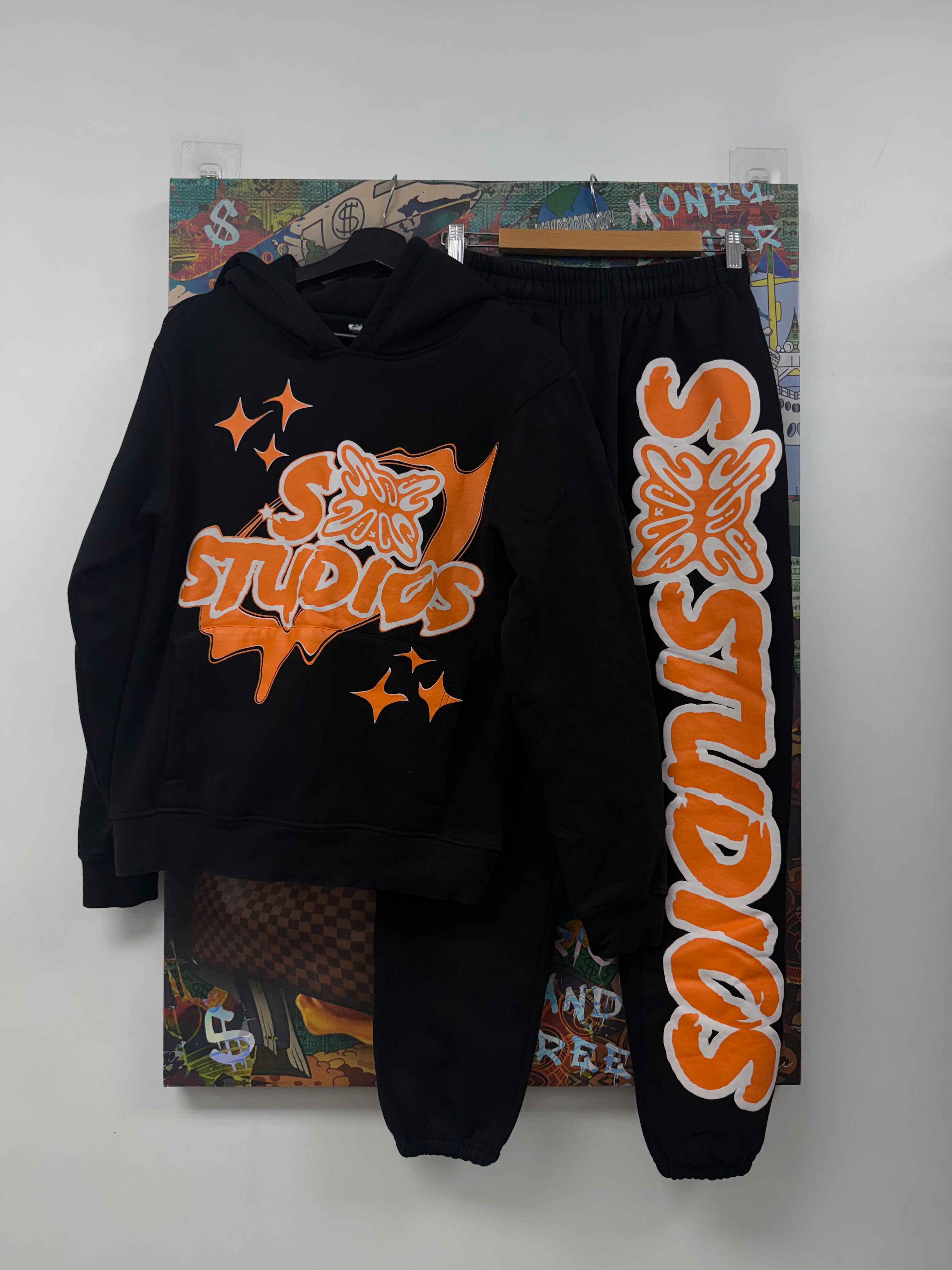 SB Studios Black Orange Sweatsuit