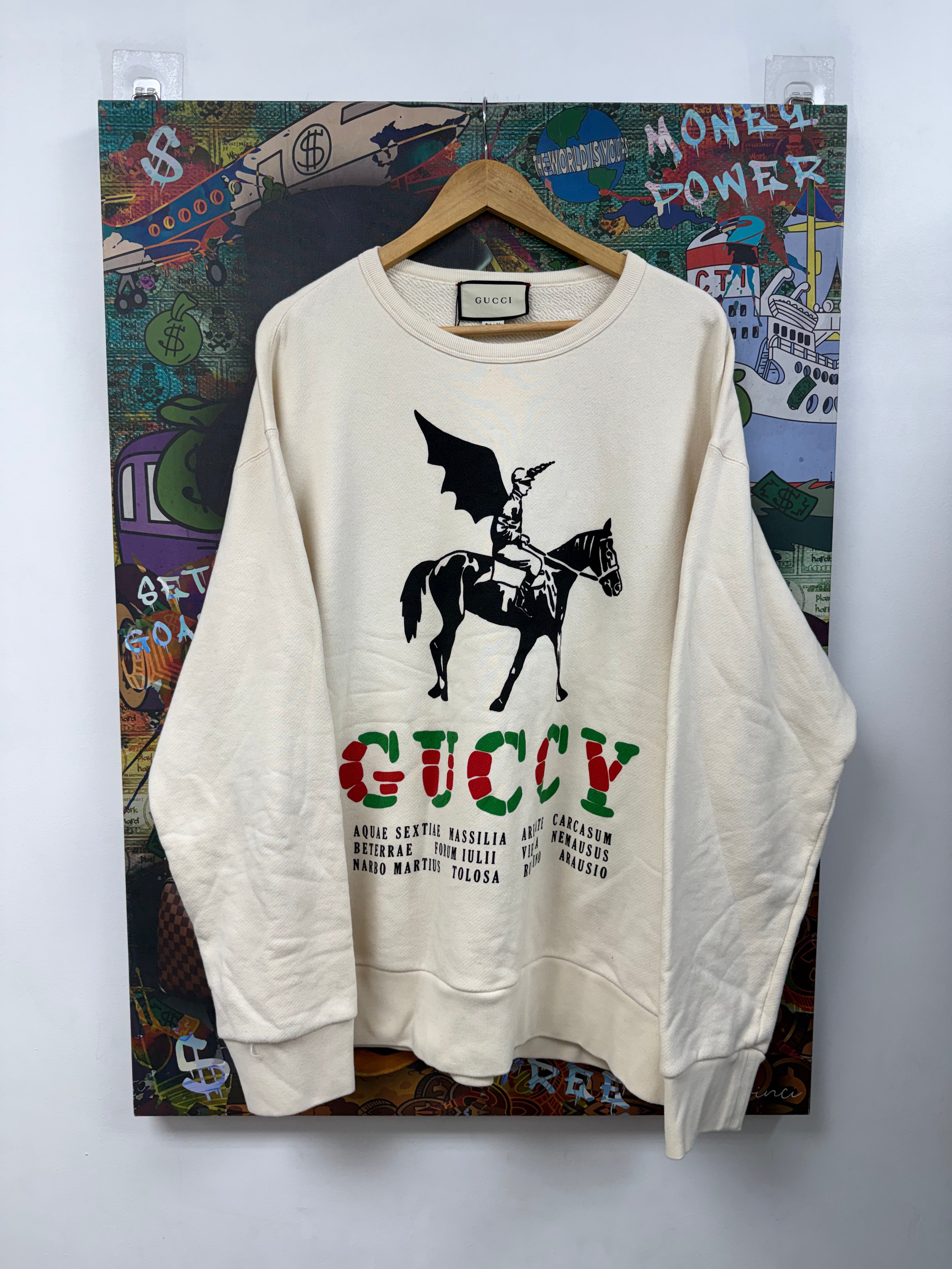Gucci Cream Pegasus Trainer Crewneck