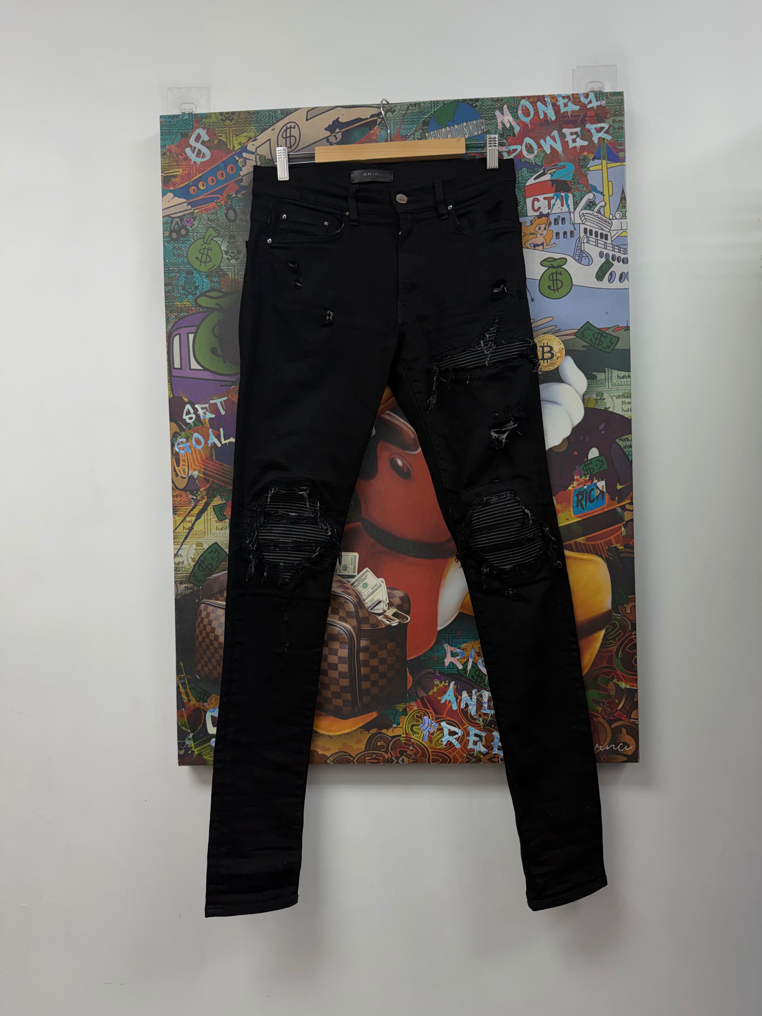 Amiri MX1 Black Black Patch Jeans
