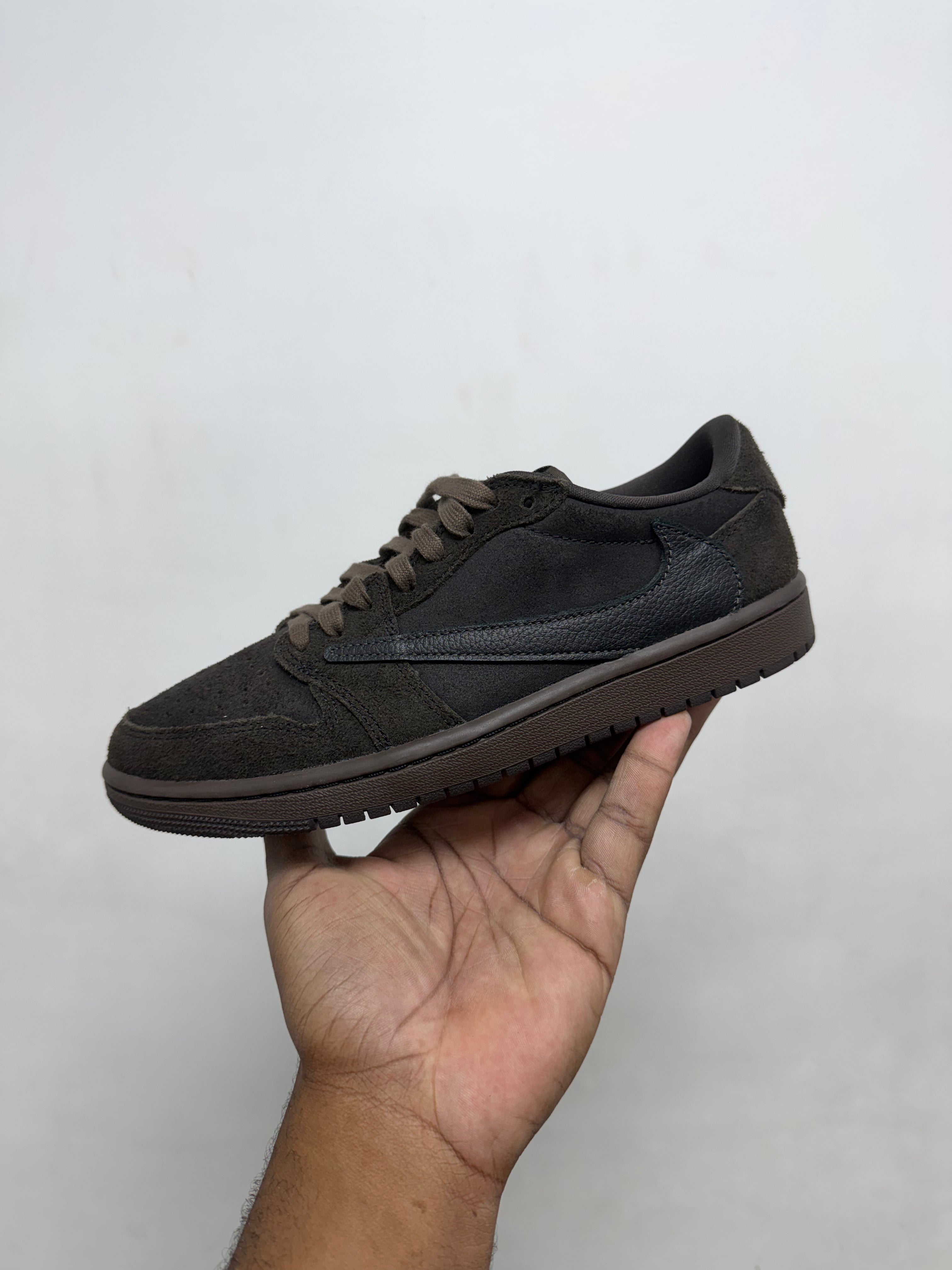 Jordan 1 Low Travis Scott Brown Velvet Sneakers